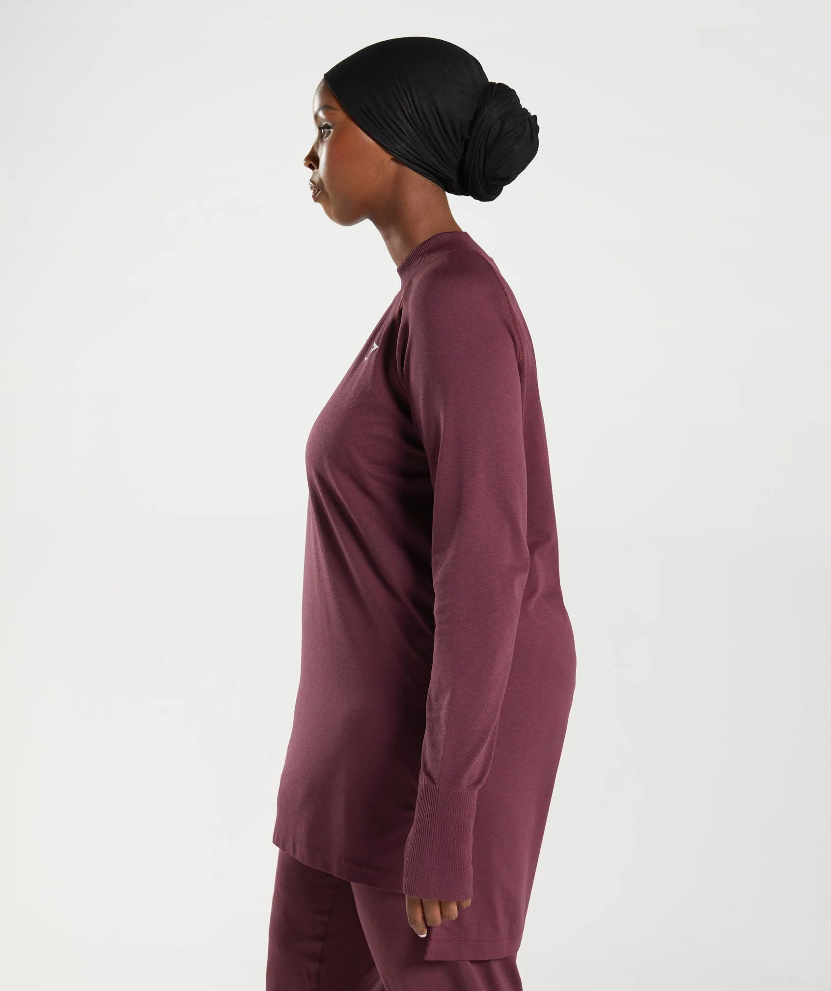 Gymshark Vital Seamless Long Line Top - Baked Maroon Marl sold by Gymshark product image thumbnail 3