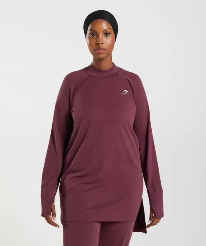 Gymshark Vital Seamless Long Line Top - Baked Maroon Marl sold by Gymshark