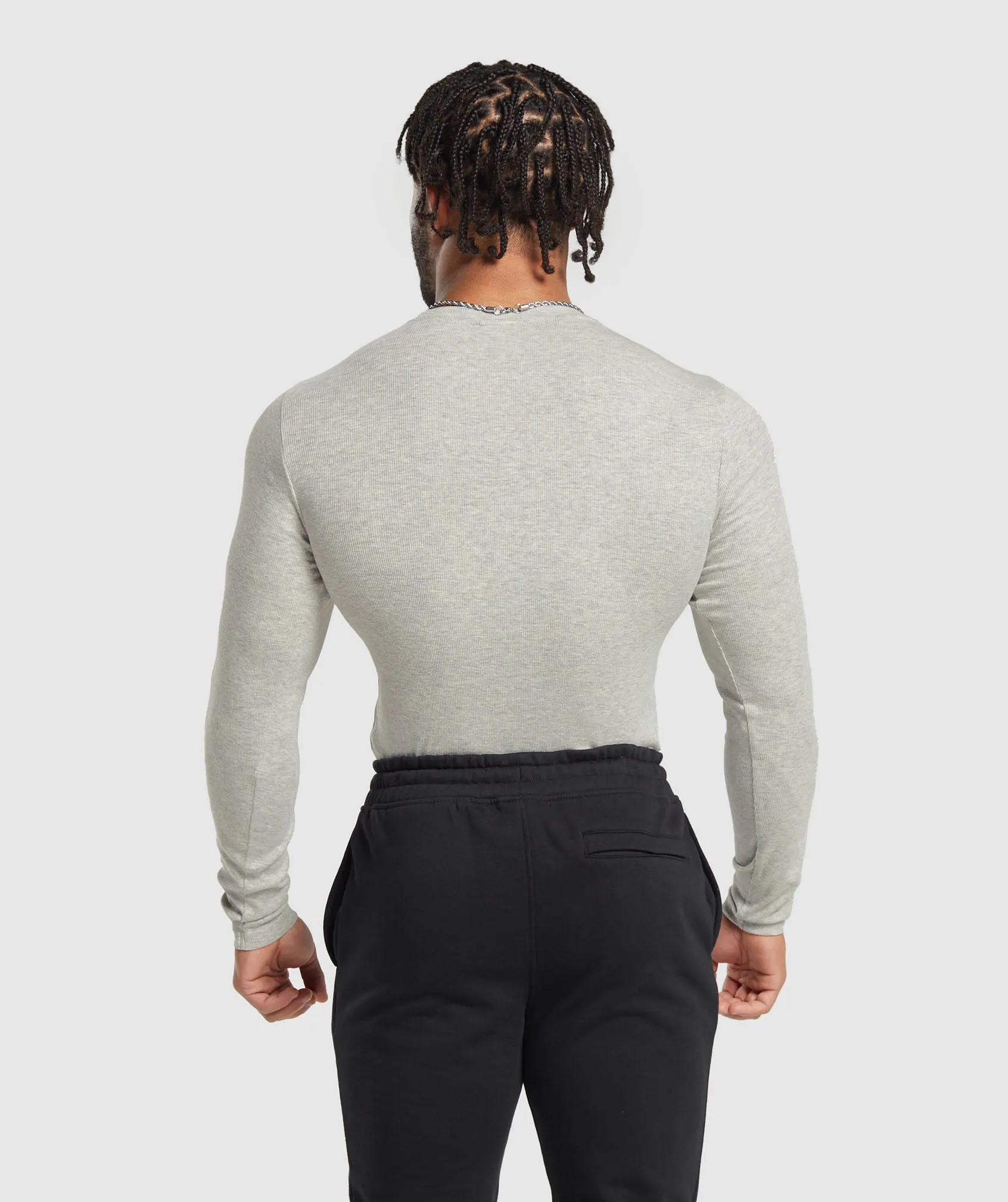 Gymshark Ribbed Long Sleeve T-Shirt - Stone Grey Marl sold by Gymshark product image thumbnail 3