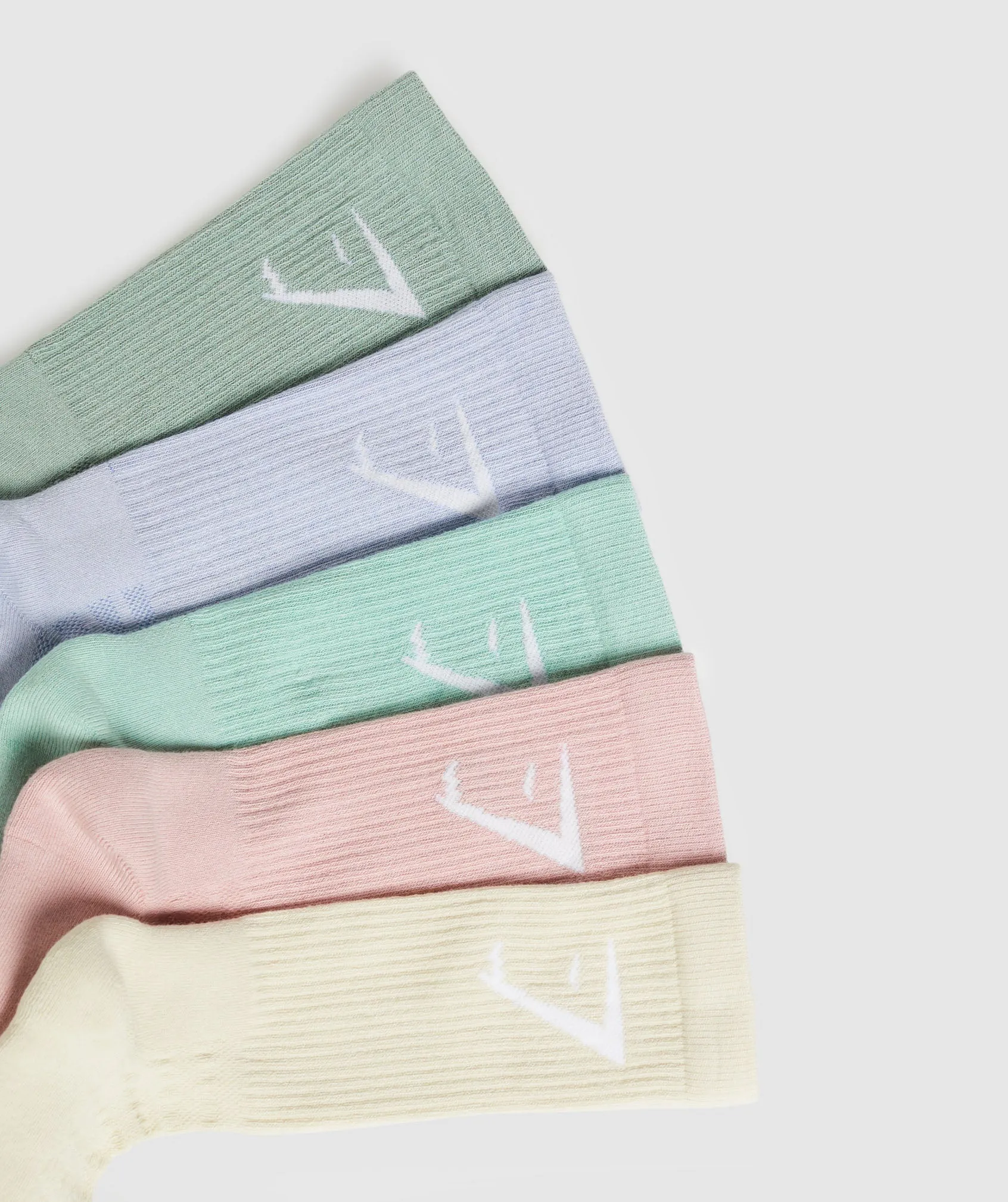 Gymshark Crew Socks 5pk - White/Pink/Green/Lilac/Green sold by Gymshark product image thumbnail 2