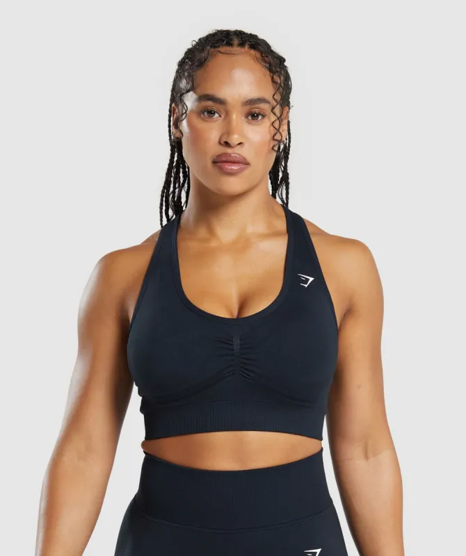 Gymshark Lift Contour Seamless Sports Bra - Midnight Blue/Black Marl sold by Gymshark