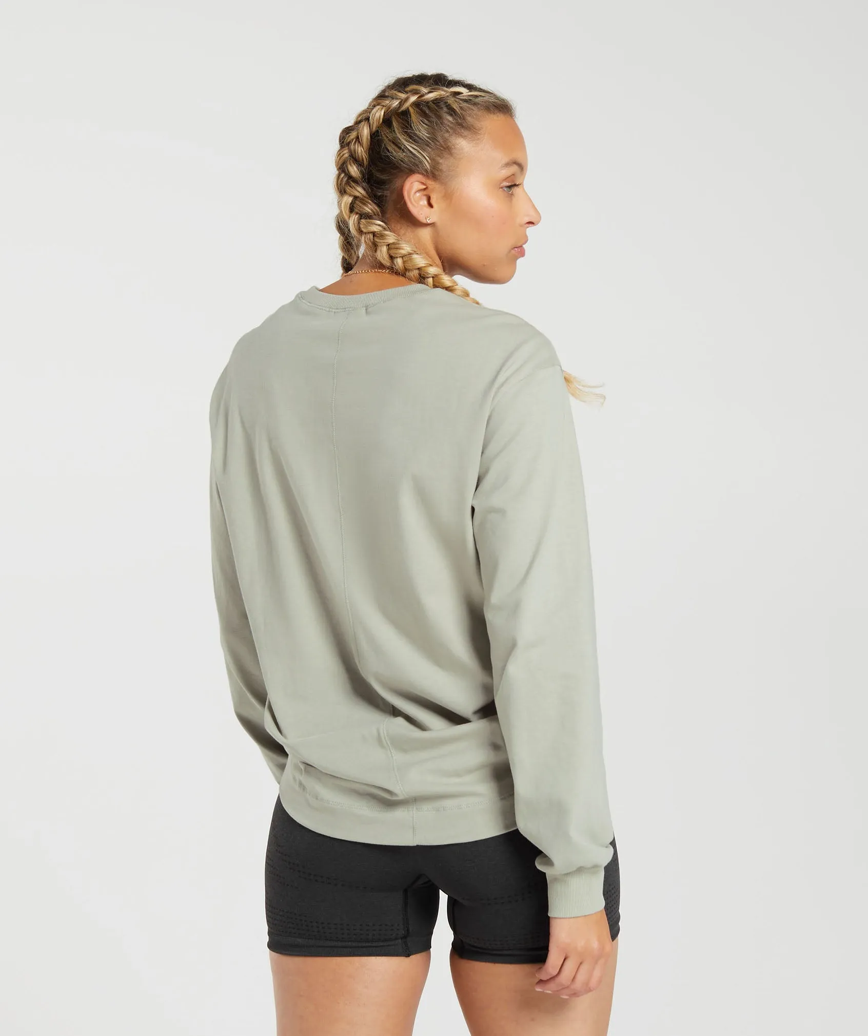 Gymshark Cotton Oversized Long Sleeve Top - Stone Grey sold by Gymshark product image thumbnail 2