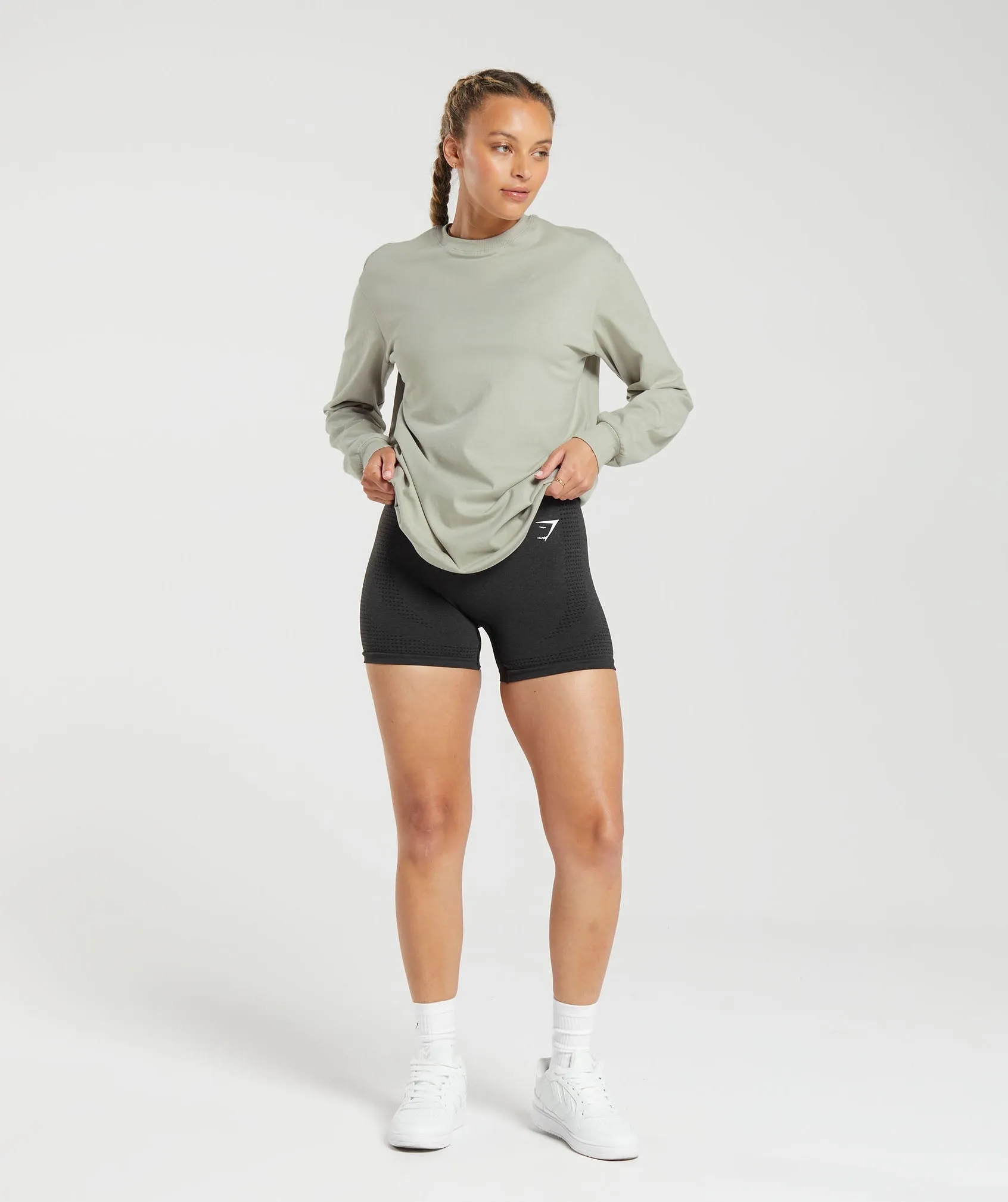Gymshark Cotton Oversized Long Sleeve Top - Stone Grey sold by Gymshark product image thumbnail 4