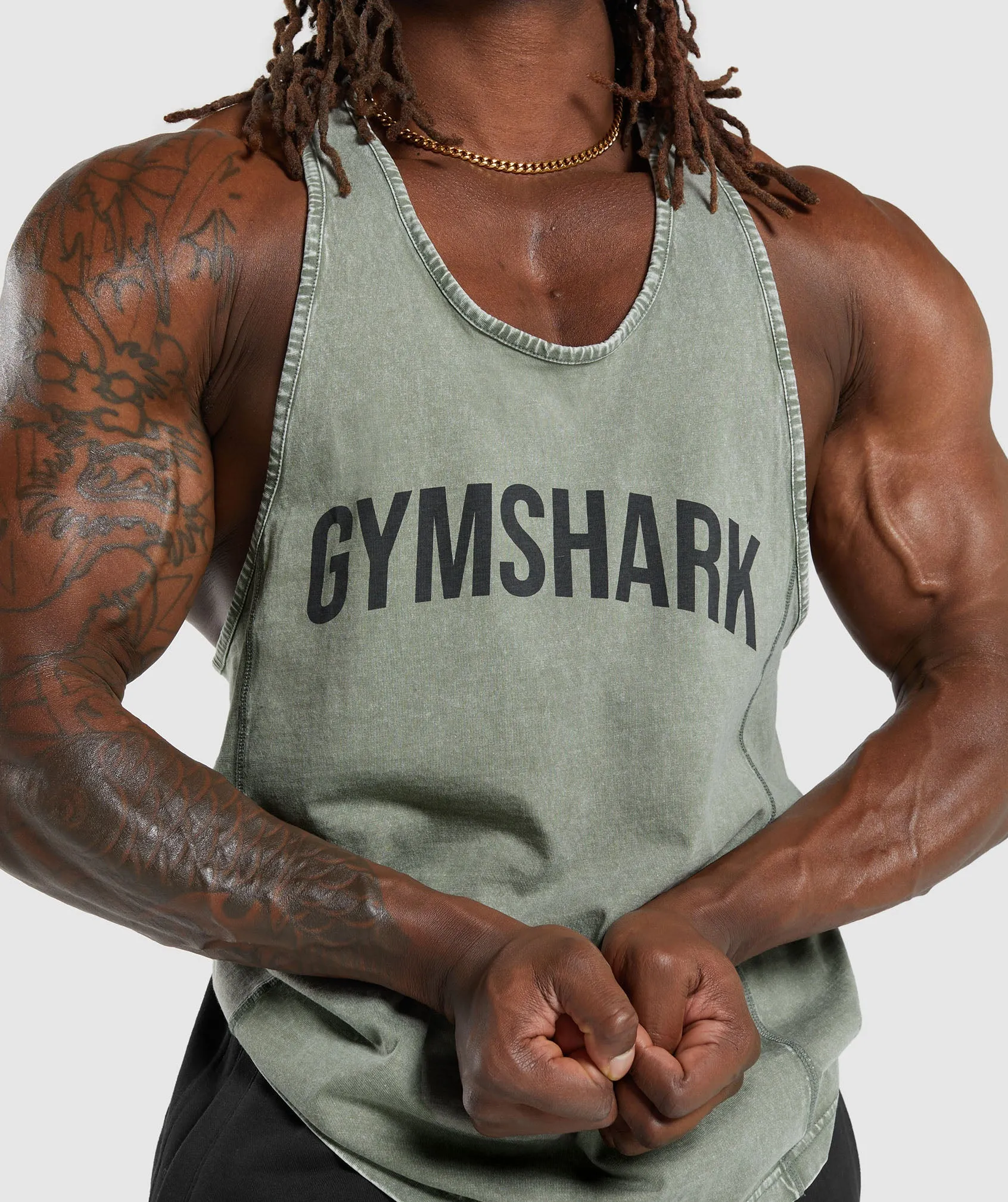 Gymshark Power Washed Stringer - Dusk Green sold by Gymshark product image thumbnail 5