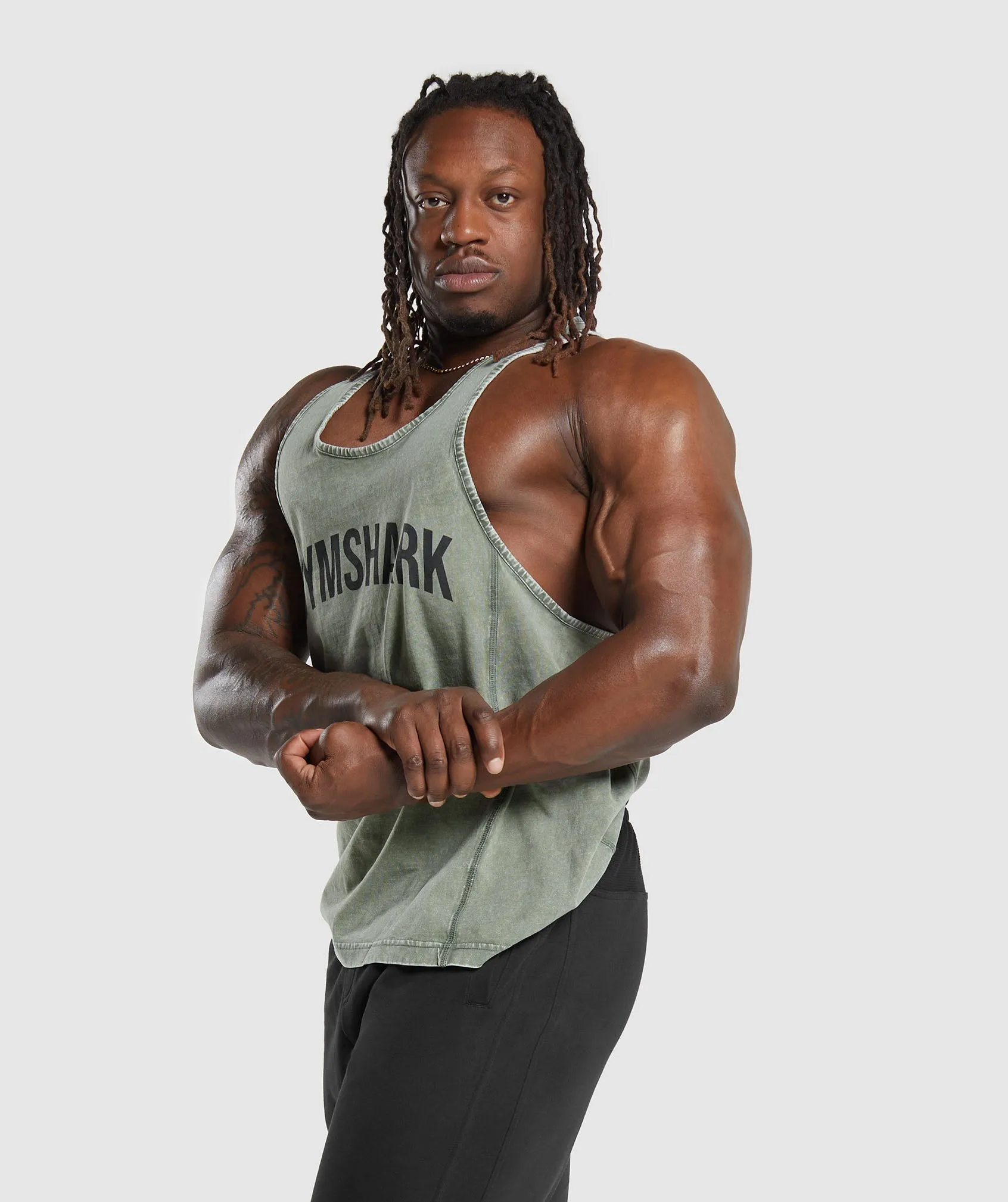 Gymshark Power Washed Stringer - Dusk Green sold by Gymshark product image thumbnail 3