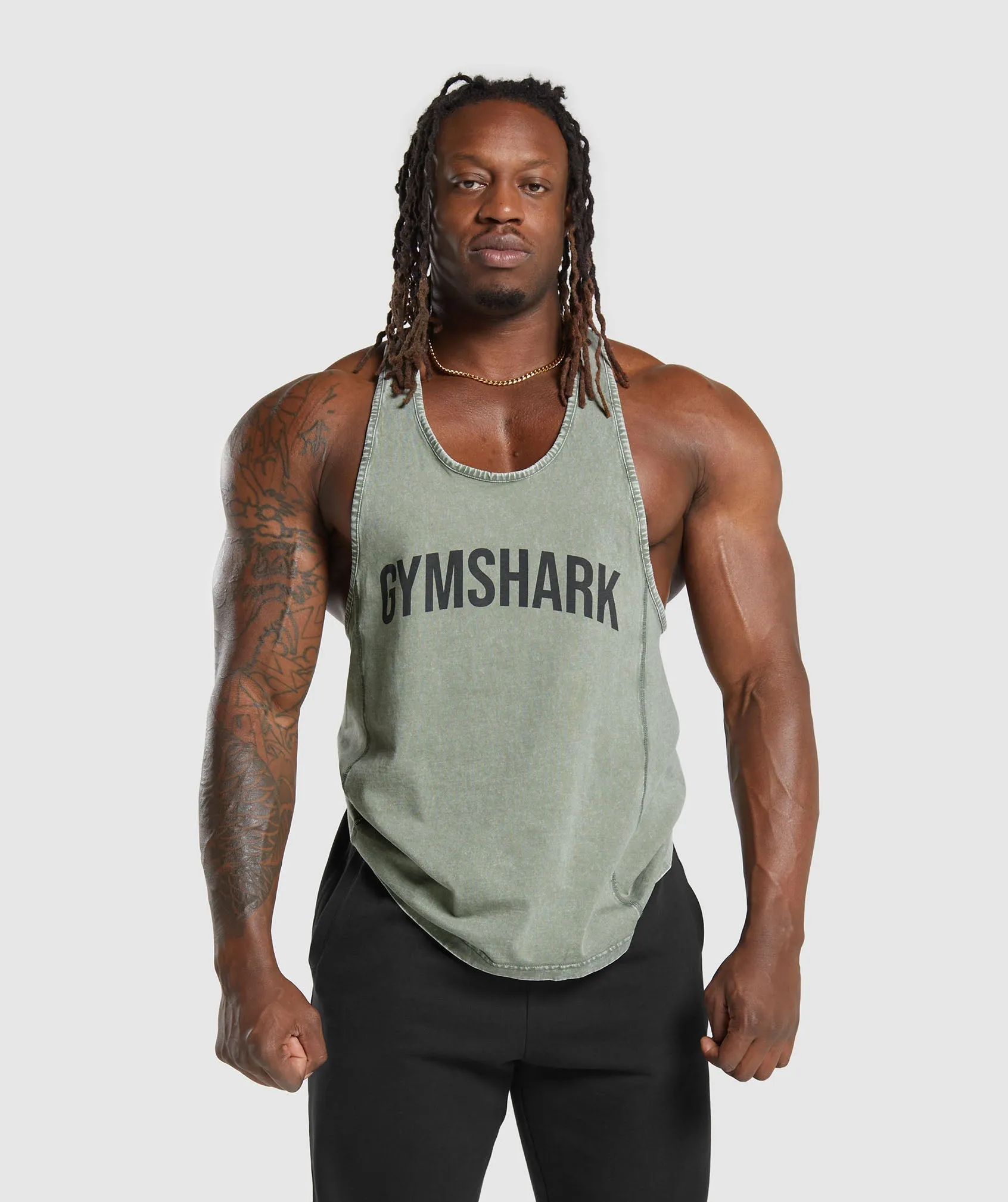 Gymshark Power Washed Stringer - Dusk Green sold by Gymshark