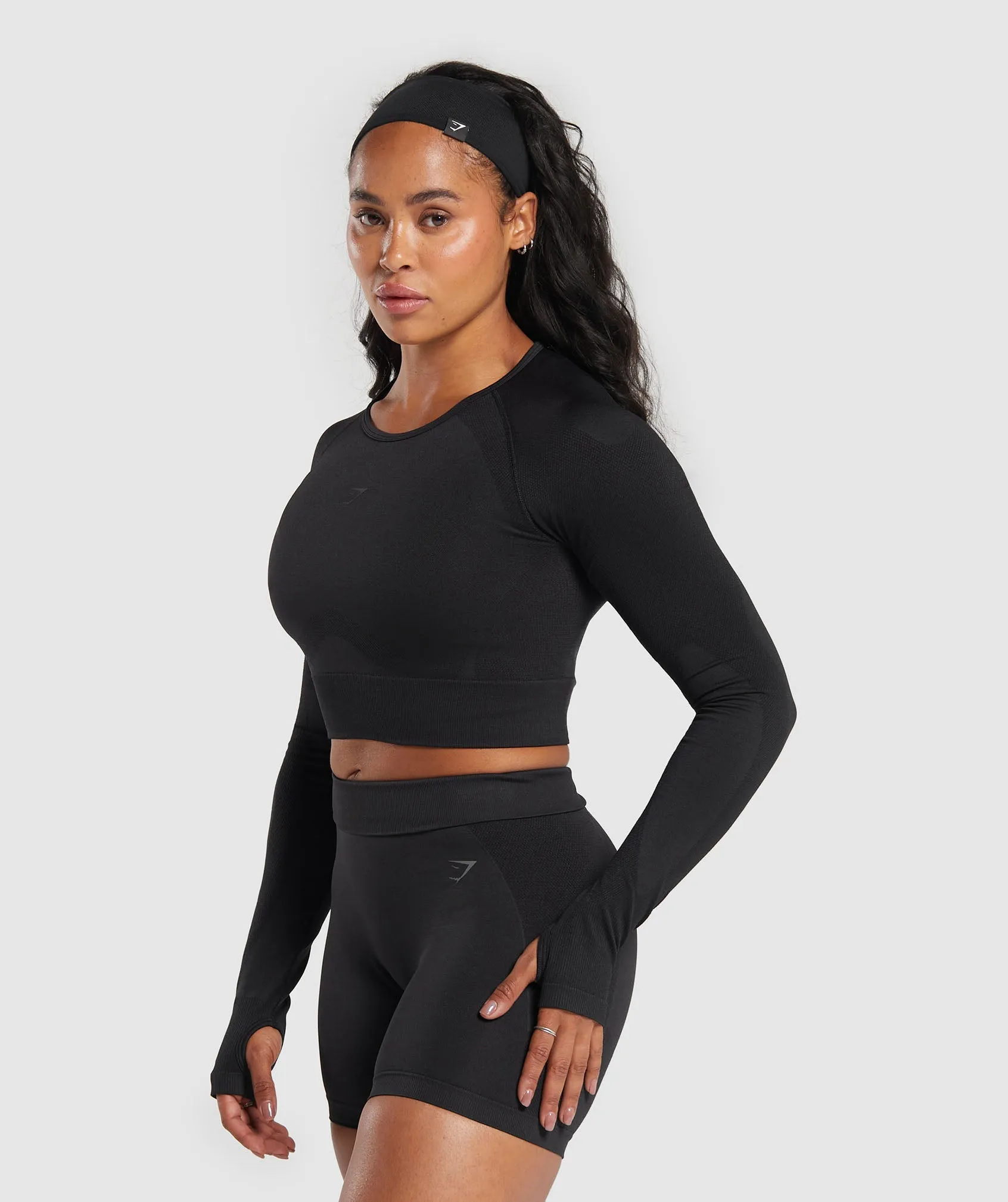 Gymshark Flex Long Sleeve Crop Top - Black sold by Gymshark product image thumbnail 4