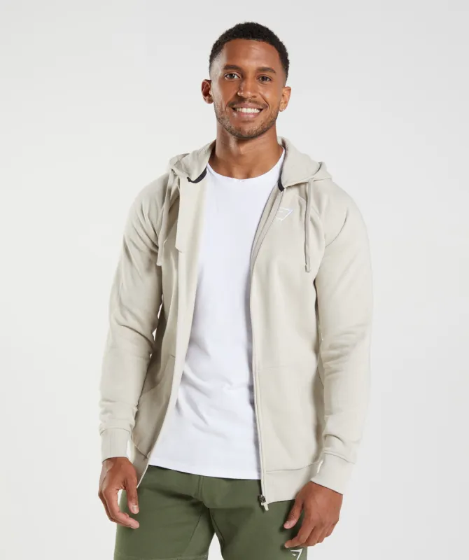 Gymshark Crest Zip Up Hoodie - Pebble Grey sold by Gymshark