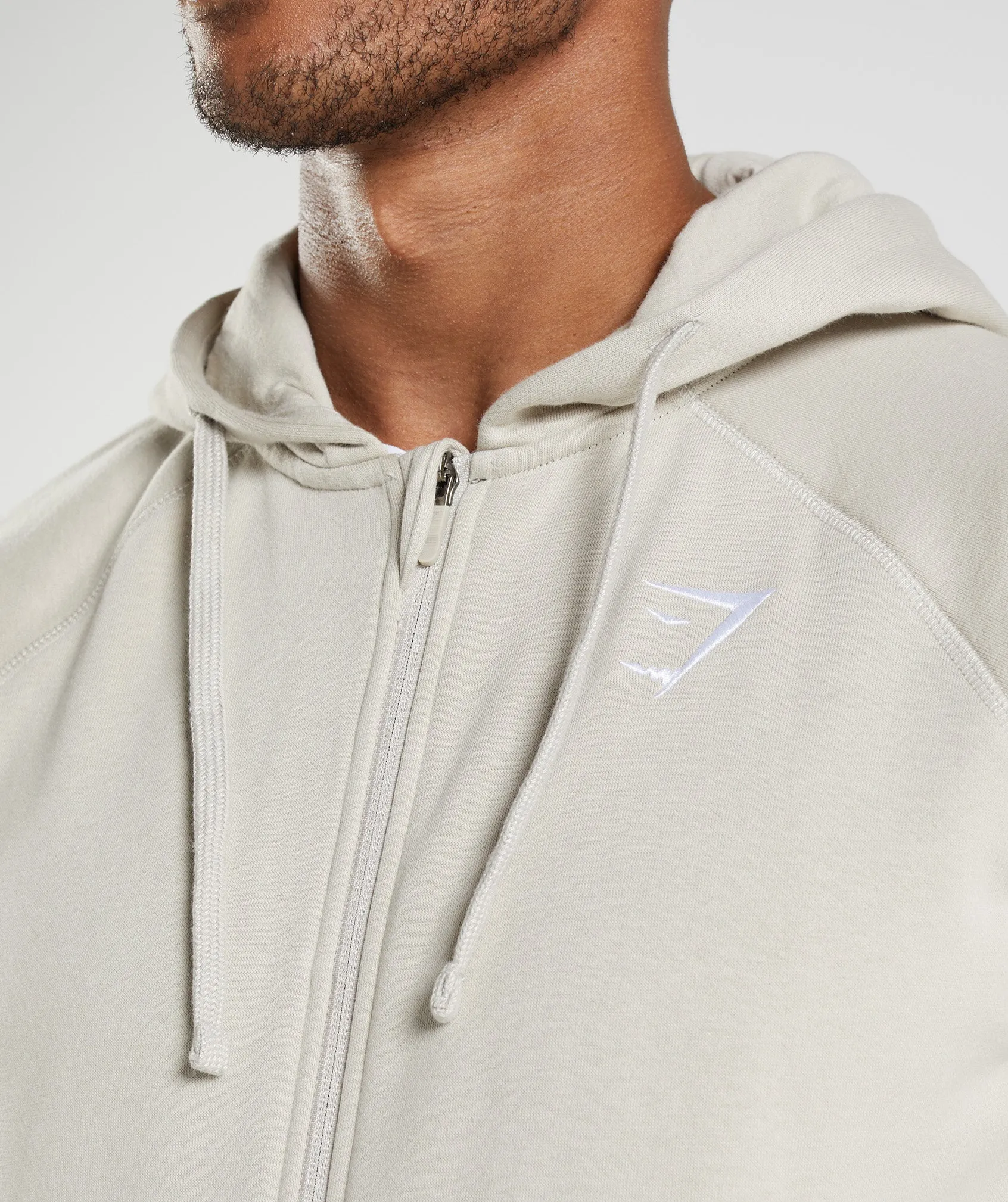 Gymshark Crest Zip Up Hoodie - Pebble Grey sold by Gymshark product image thumbnail 3