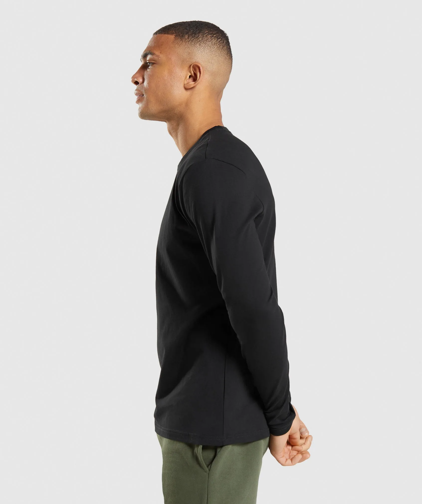 Gymshark Crest Long Sleeve T-Shirt - Black sold by Gymshark product image thumbnail 3