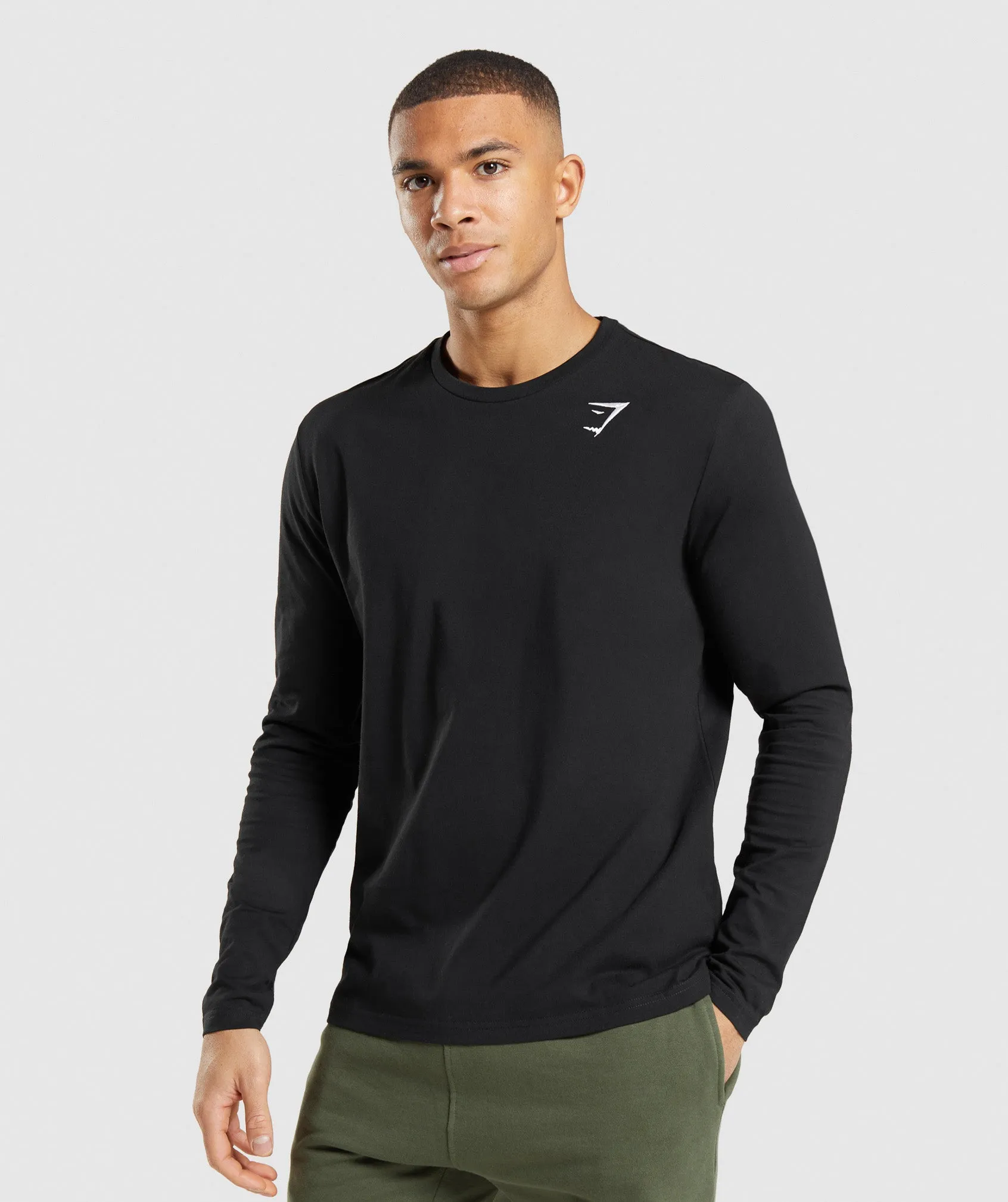 Gymshark Crest Long Sleeve T-Shirt - Black sold by Gymshark