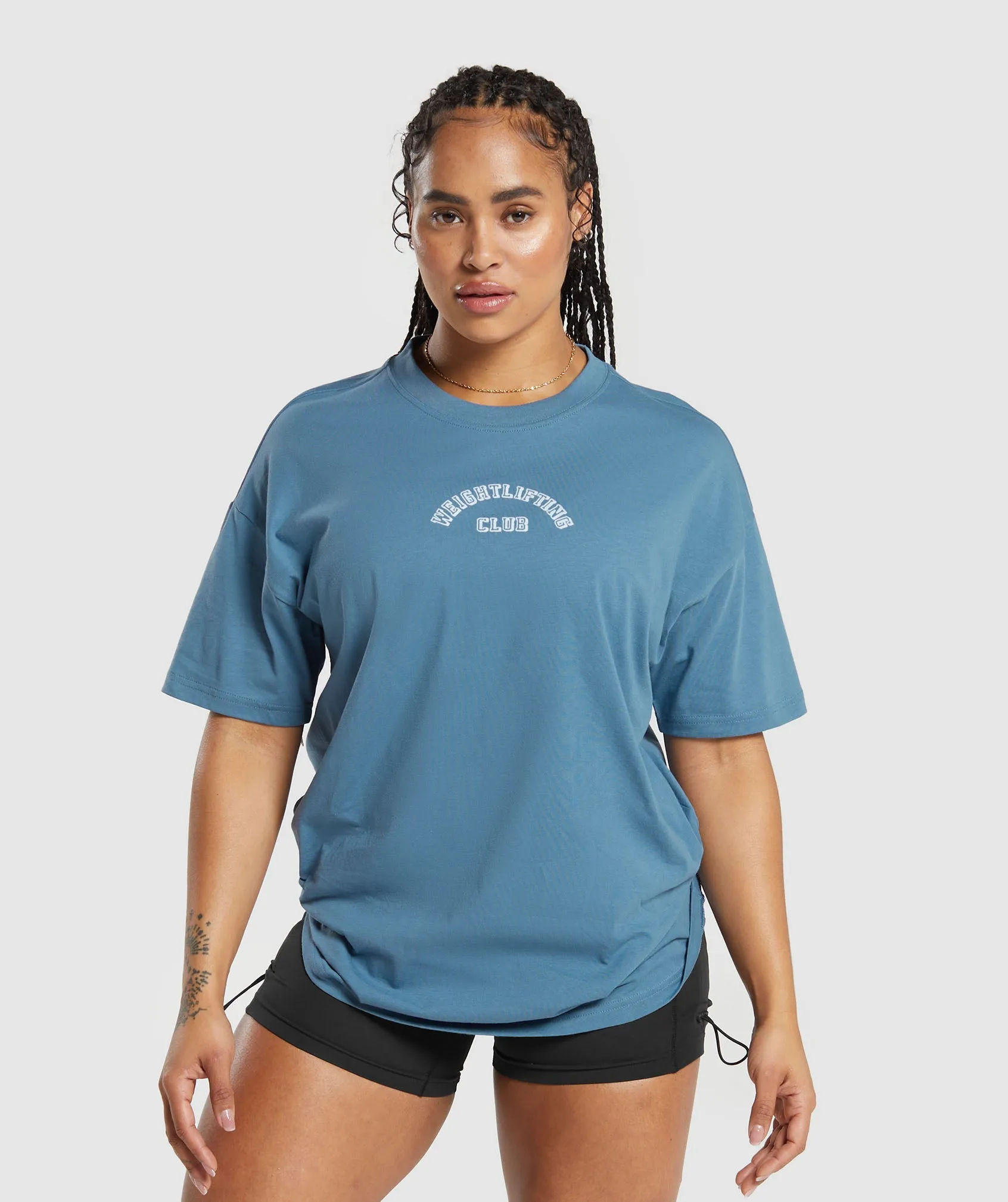 Gymshark Weightlifting Oversized T-Shirt - Faded Blue sold by Gymshark