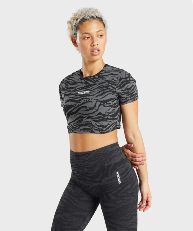 Gymshark Animal Graphic Crop Top - Black Print made by Gymshark