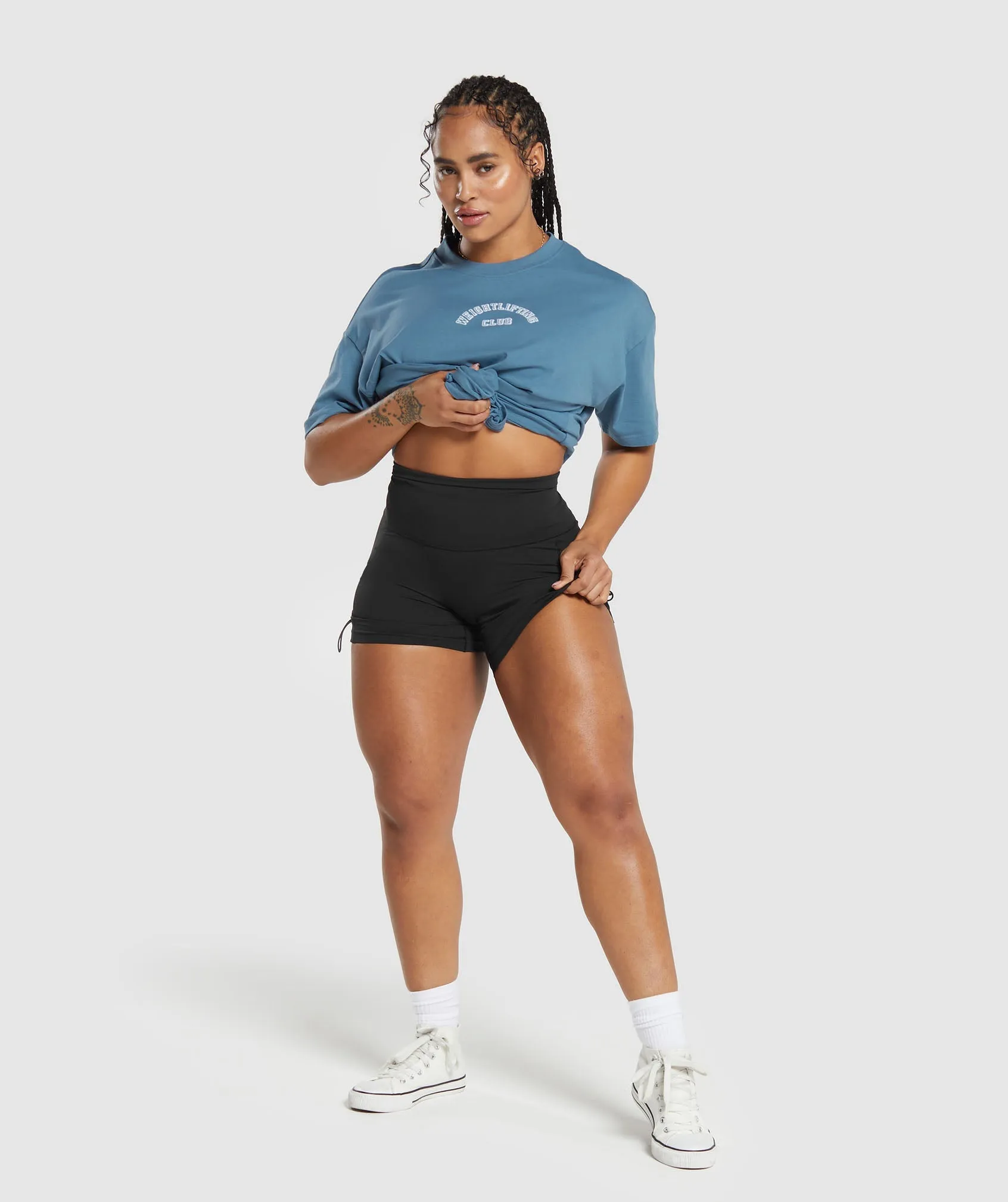 Gymshark Weightlifting Oversized T-Shirt - Faded Blue sold by Gymshark product image thumbnail 4