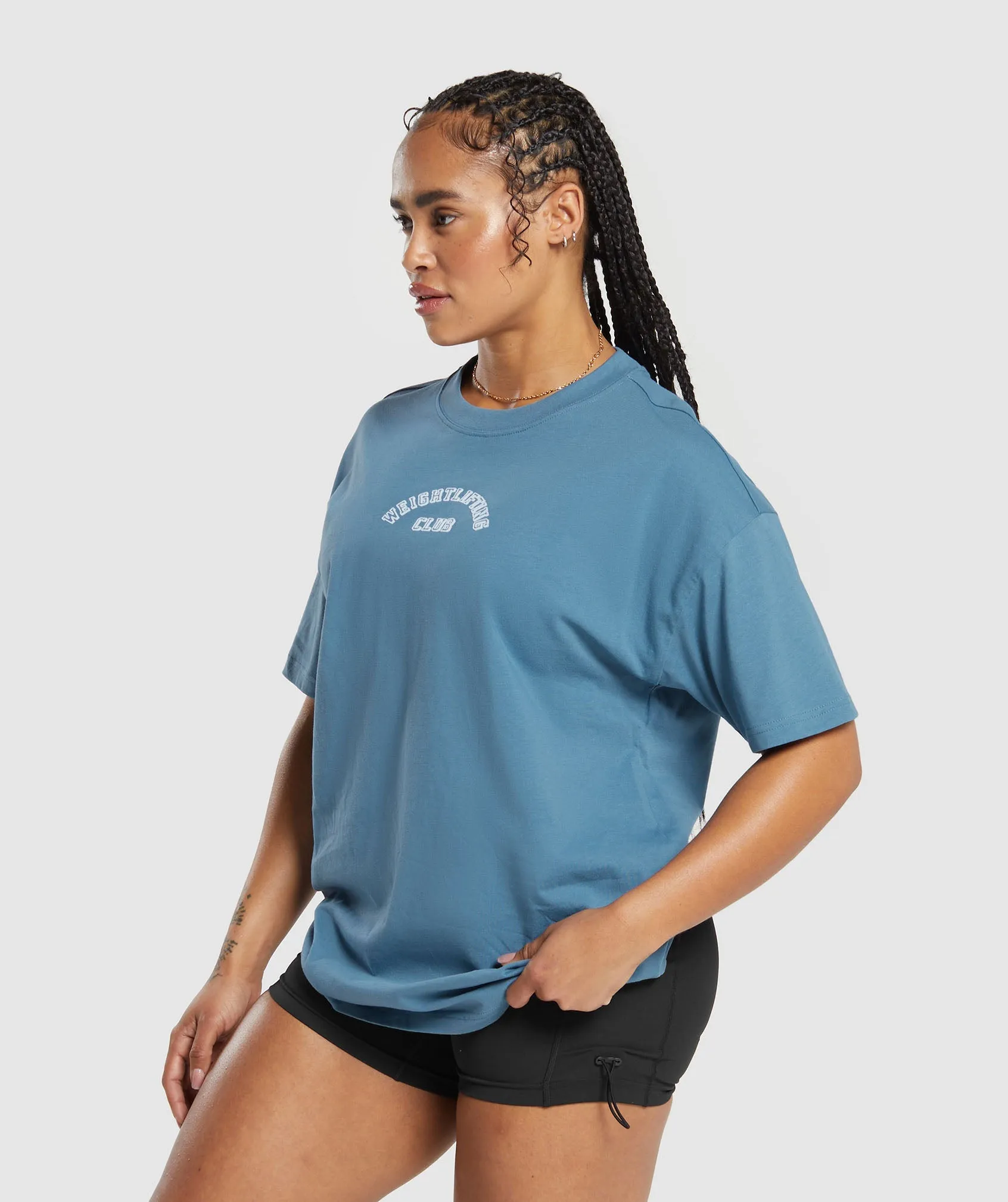 Gymshark Weightlifting Oversized T-Shirt - Faded Blue sold by Gymshark product image thumbnail 3