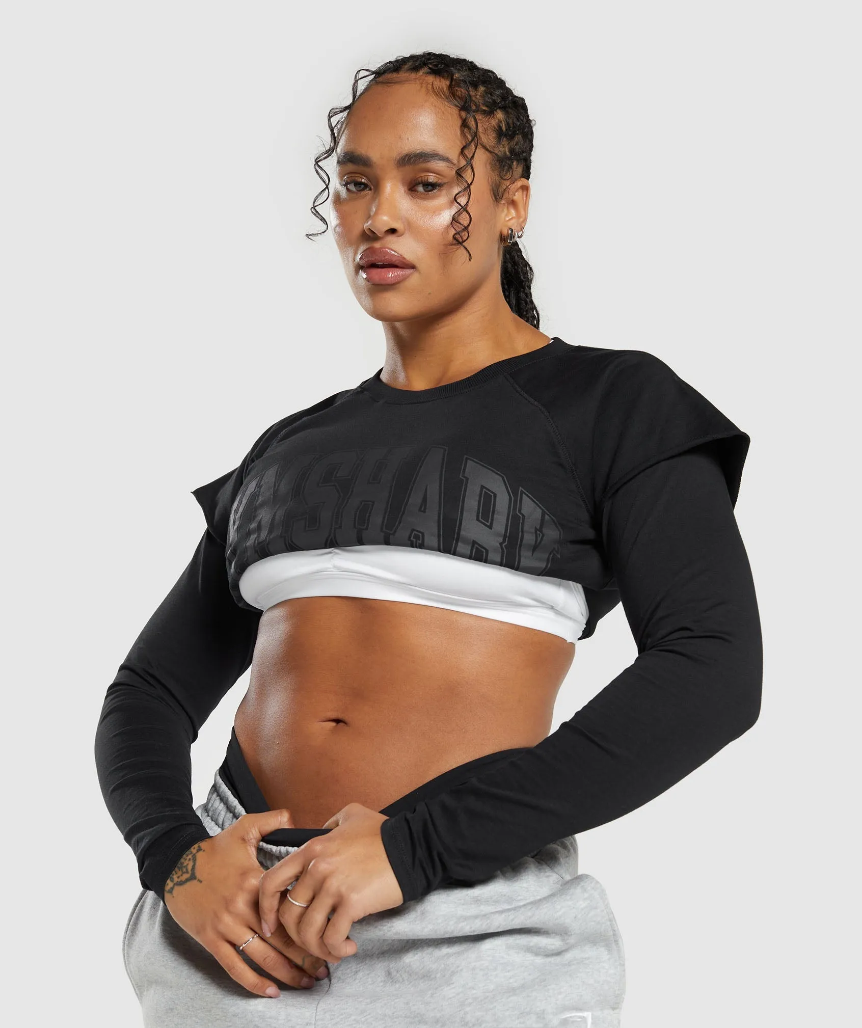 Gymshark Lifting 2 In 1 Long Sleeve Crop Top - Black sold by Gymshark product image thumbnail 5