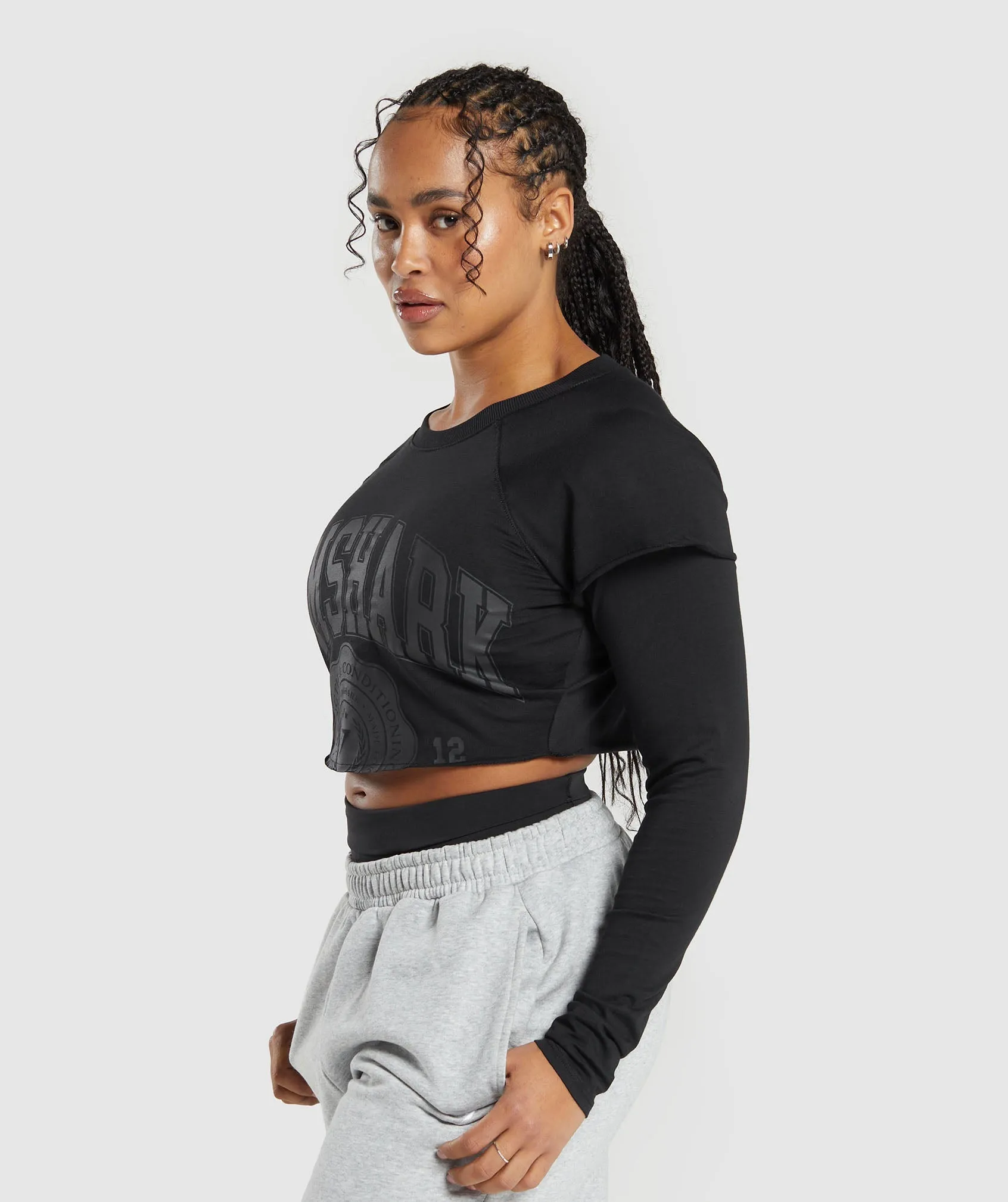 Gymshark Lifting 2 In 1 Long Sleeve Crop Top - Black sold by Gymshark product image thumbnail 3