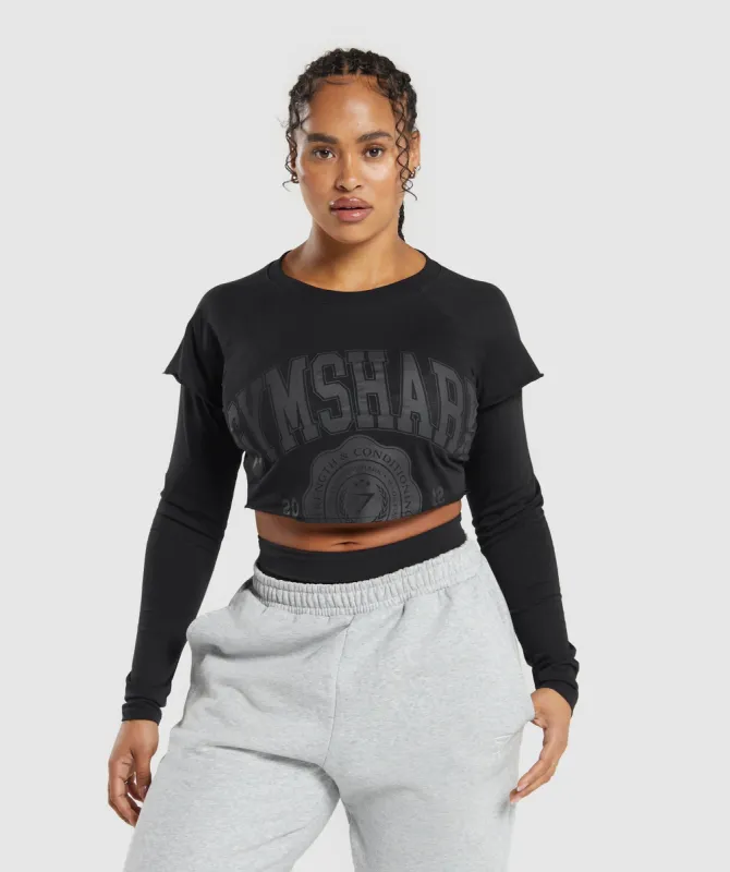 Gymshark Lifting 2 In 1 Long Sleeve Crop Top - Black sold by Gymshark