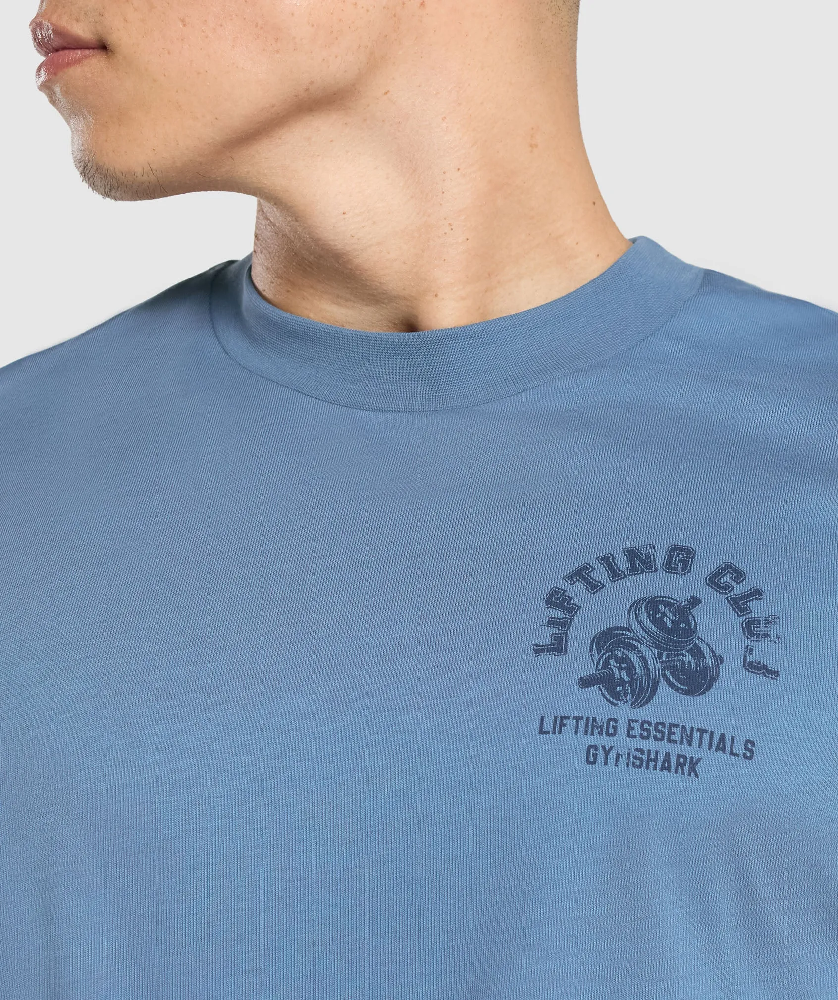 Gymshark Dumbbells Long Sleeve T-Shirt - Faded Blue sold by Gymshark product image thumbnail 5