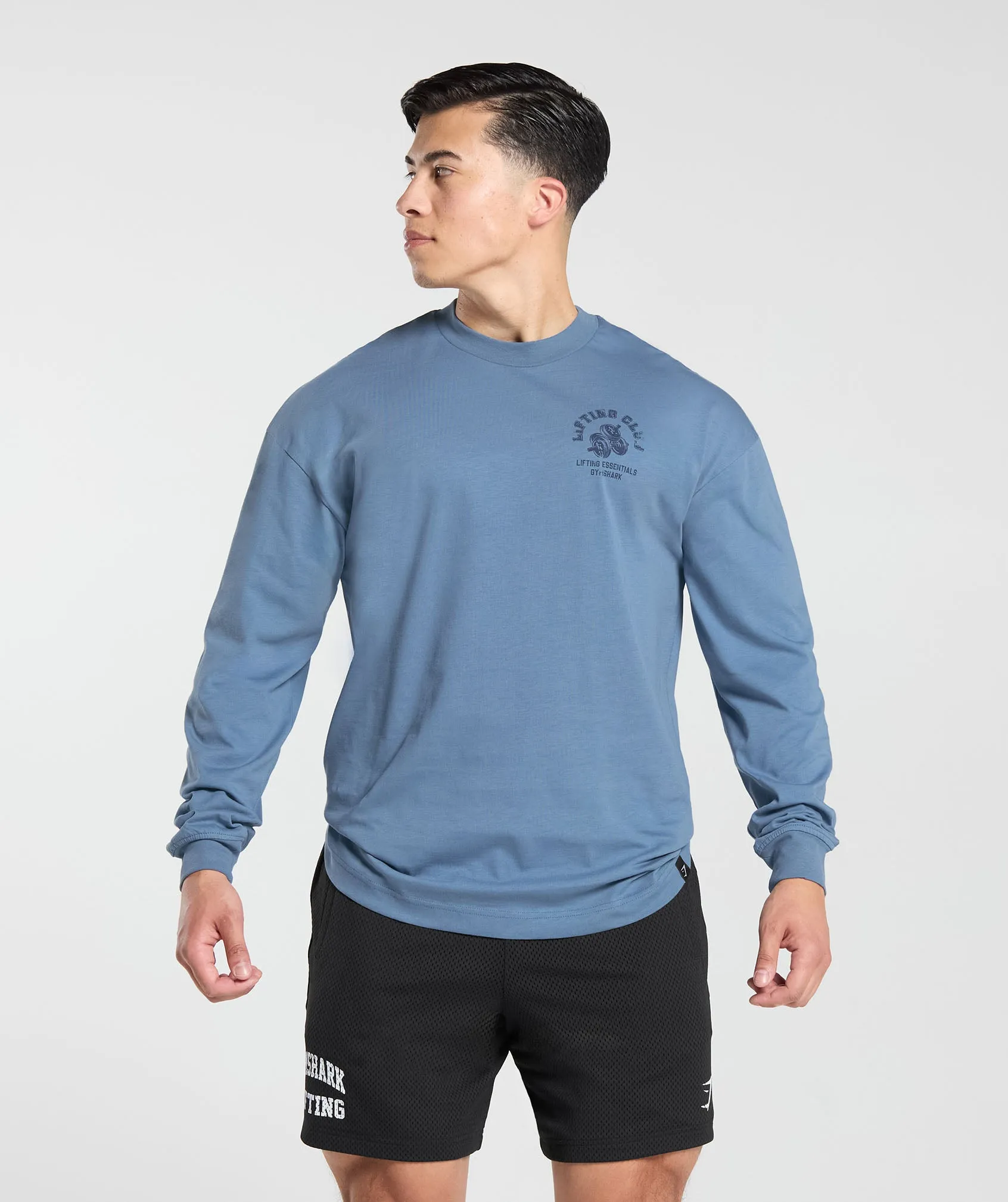 Gymshark Dumbbells Long Sleeve T-Shirt - Faded Blue sold by Gymshark product image thumbnail 2