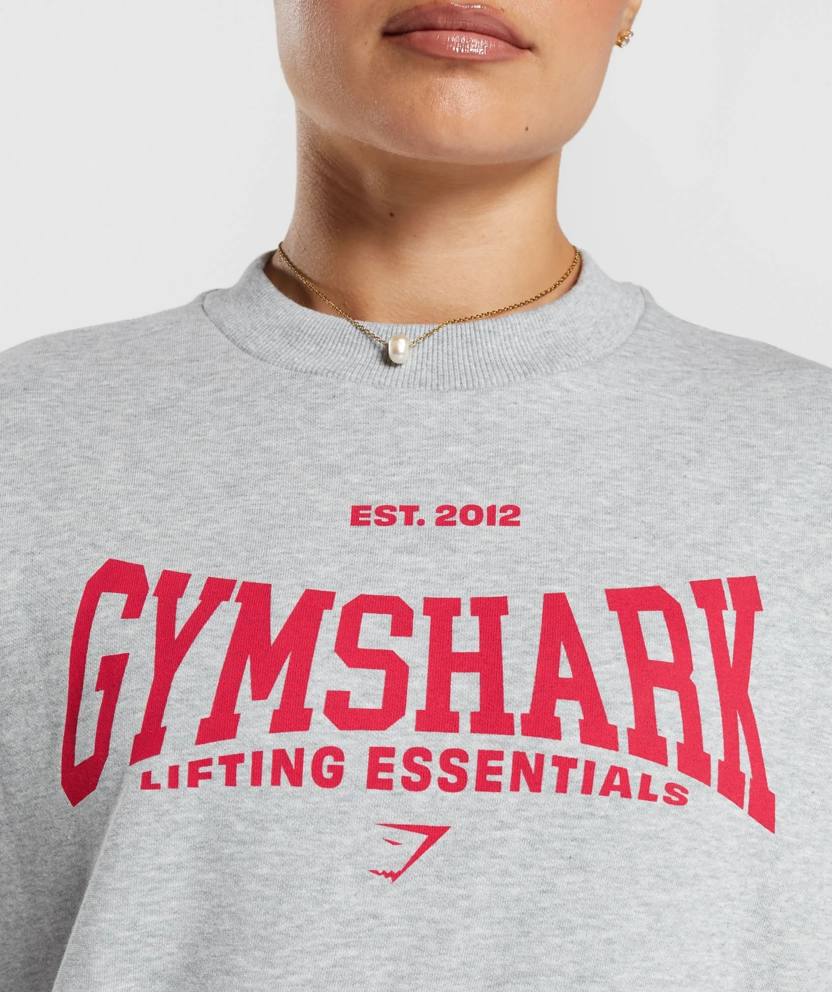 Gymshark Lifting Essentials Graphic Oversized Sweatshirt - Light Grey Core Marl sold by Gymshark product image thumbnail 5