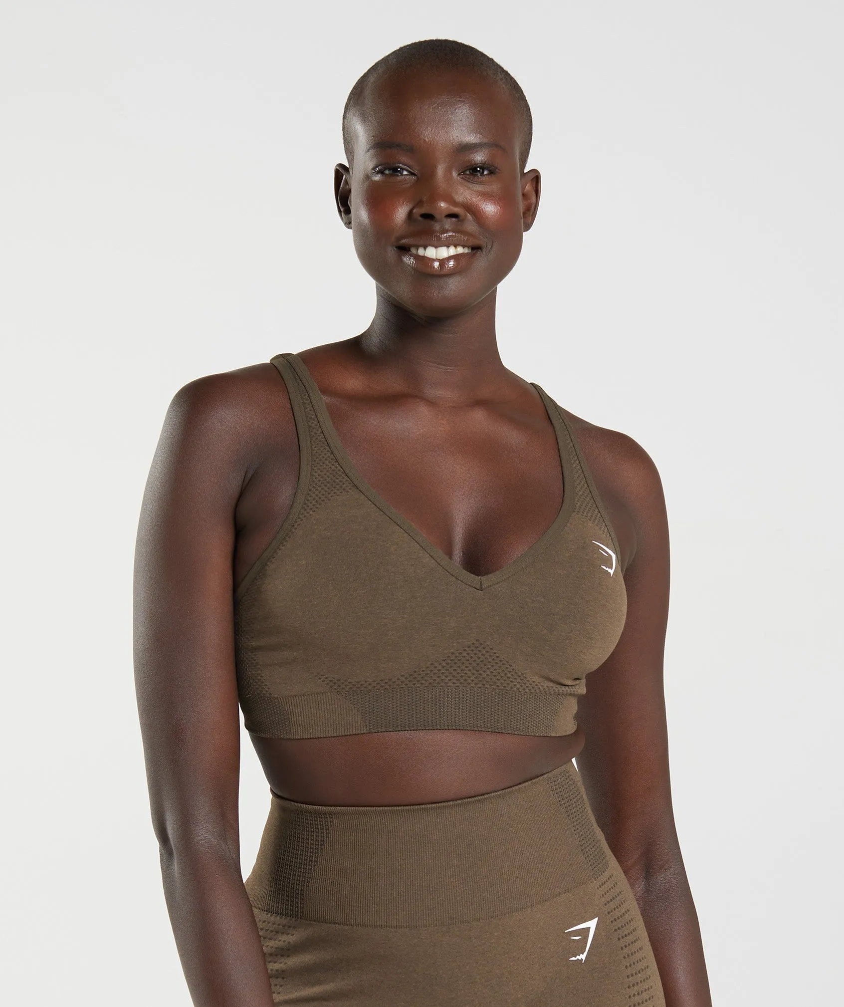Gymshark Vital V Neck Sports Bra - Espresso Marl sold by Gymshark product image thumbnail 3