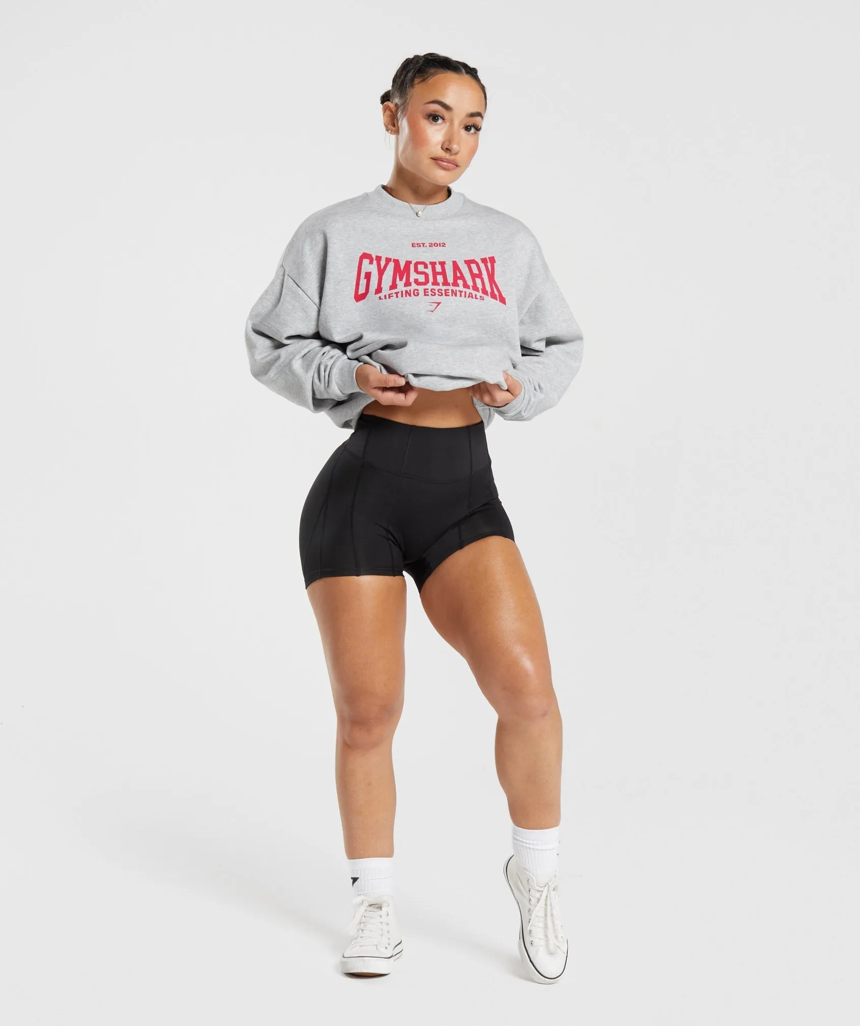 Gymshark Lifting Essentials Graphic Oversized Sweatshirt - Light Grey Core Marl sold by Gymshark product image thumbnail 4