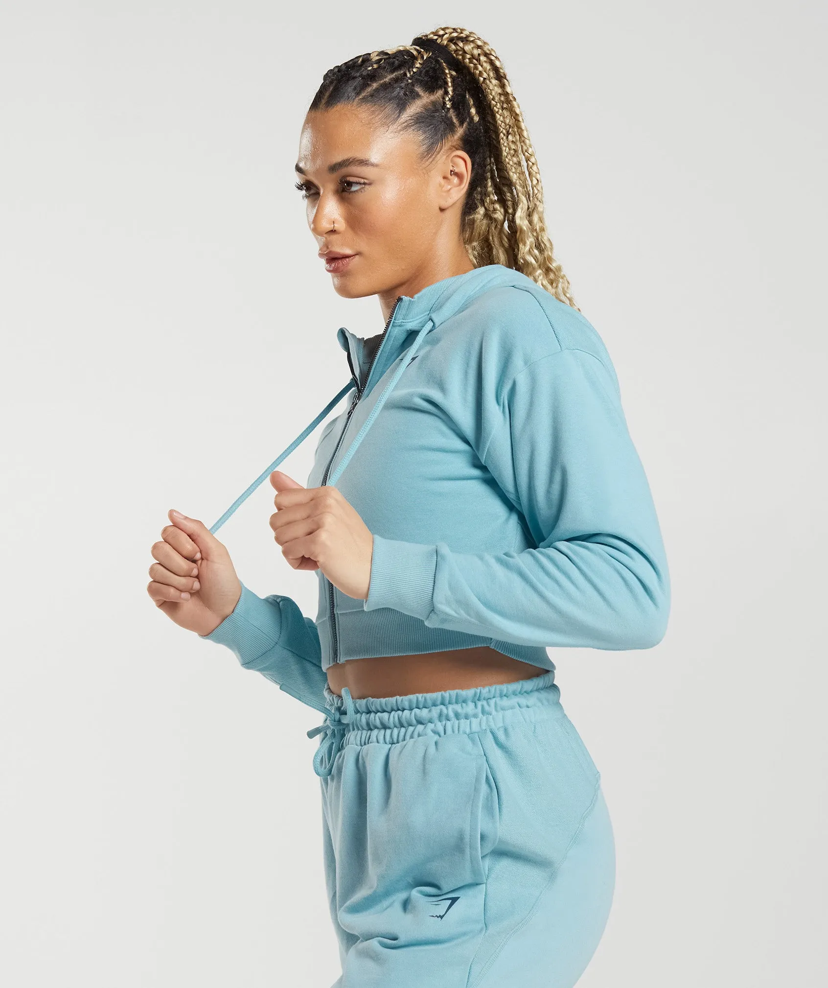 GS Power Cropped Zip Hoodie - Iceberg Blue sold by Gymshark product image thumbnail 3