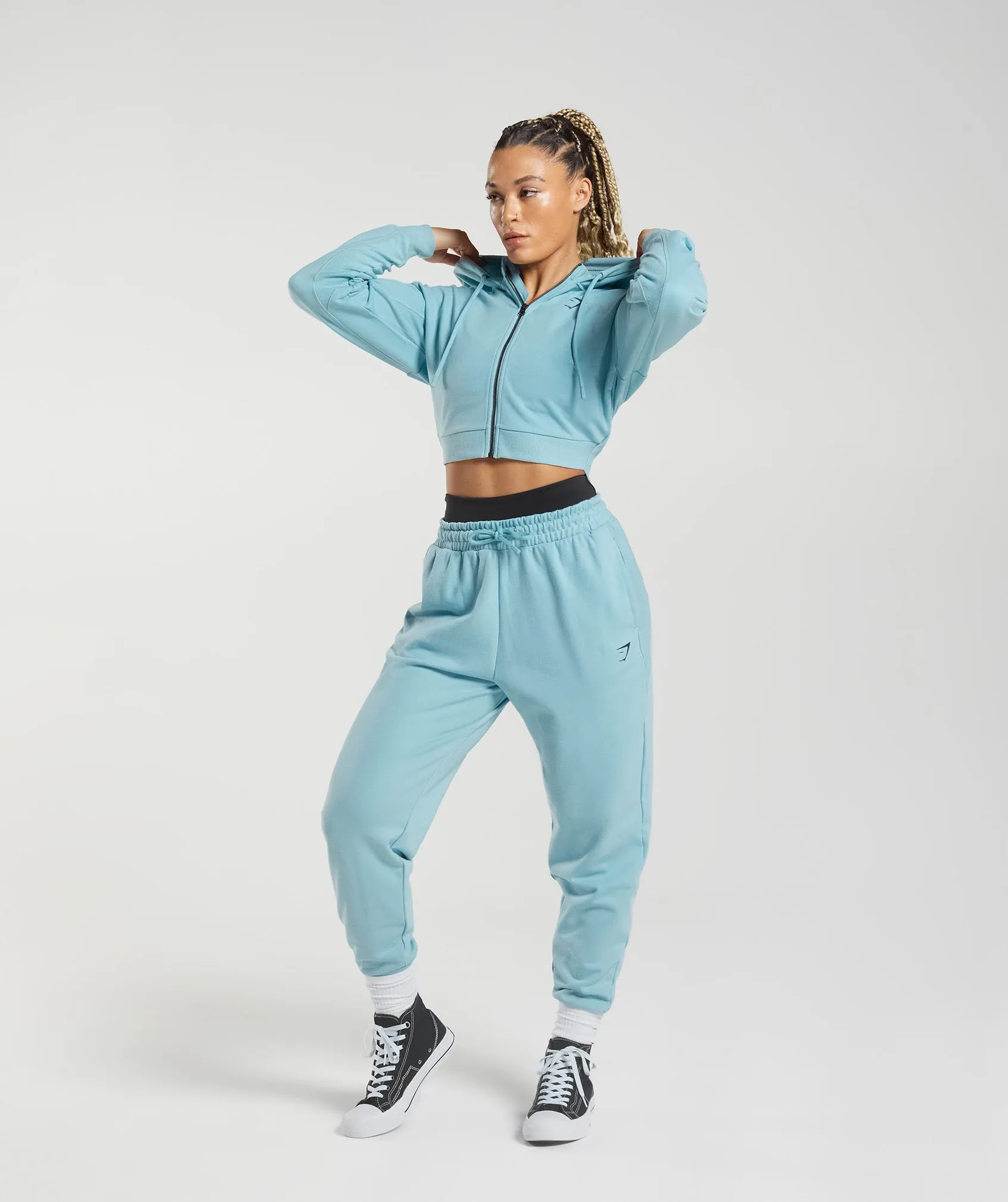 GS Power Cropped Zip Hoodie - Iceberg Blue sold by Gymshark product image thumbnail 4