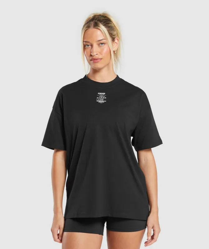 Gymshark Care Label Graphic Oversized T-Shirt - Black sold by Gymshark