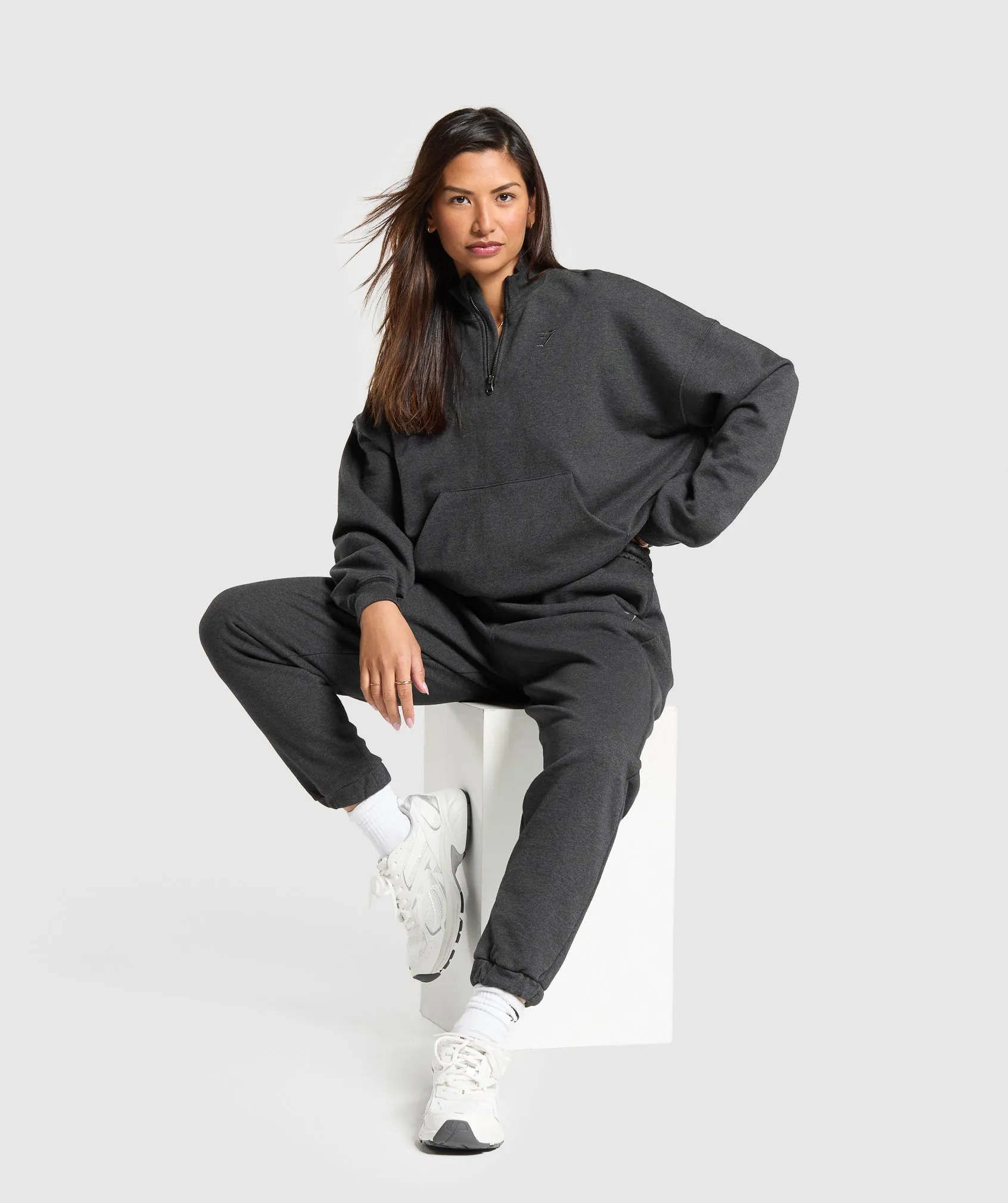Gymshark Rest Day Sweats 1/2 Zip Pullover - Black Core Marl sold by Gymshark product image thumbnail 5