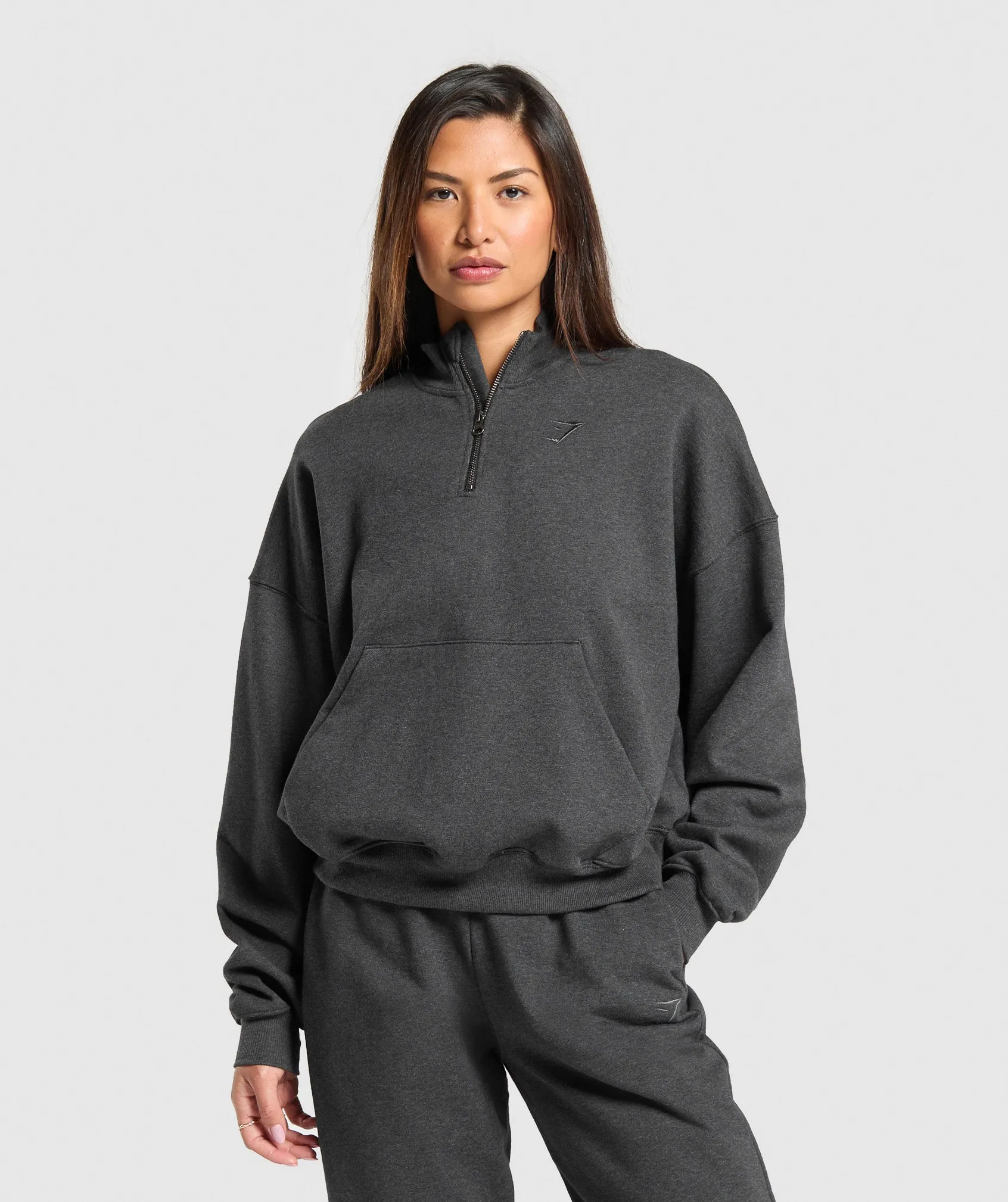 Gymshark Rest Day Sweats 1/2 Zip Pullover - Black Core Marl sold by Gymshark