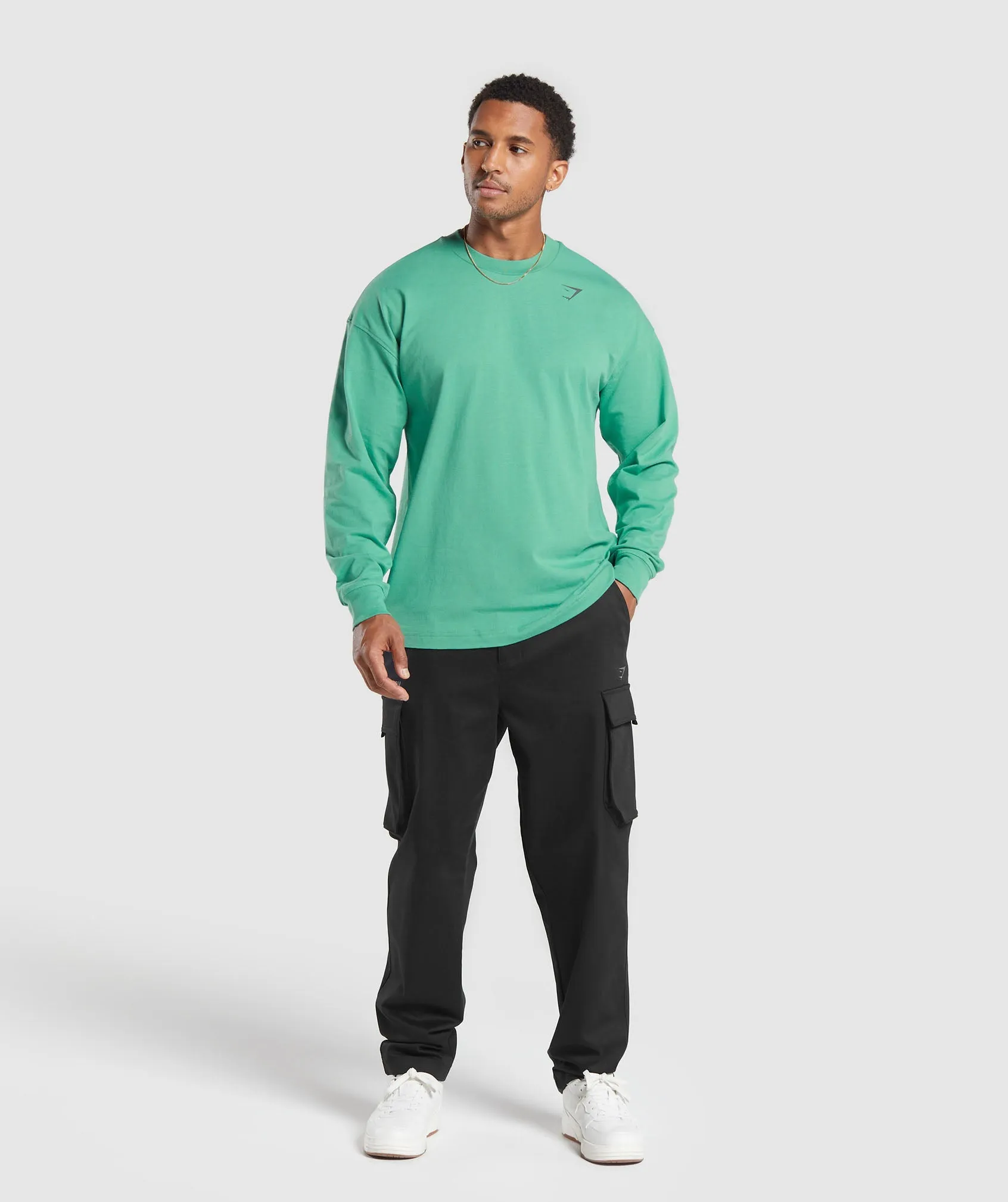 Gymshark Stacked Long Sleeve T-Shirt - Lagoon Green sold by Gymshark product image thumbnail 4