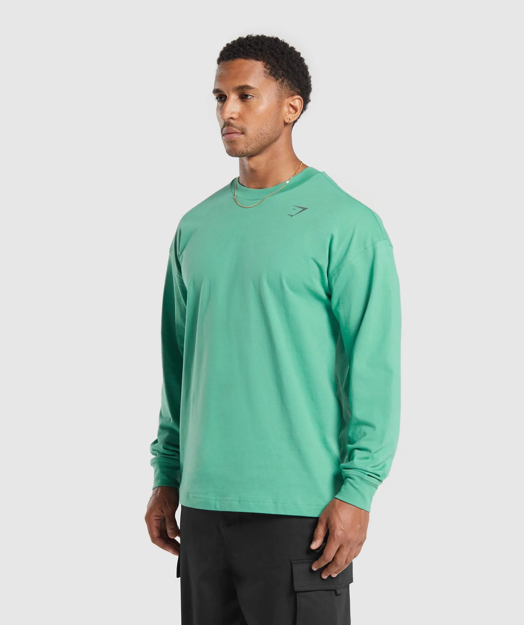 Gymshark Stacked Long Sleeve T-Shirt - Lagoon Green sold by Gymshark product image thumbnail 3