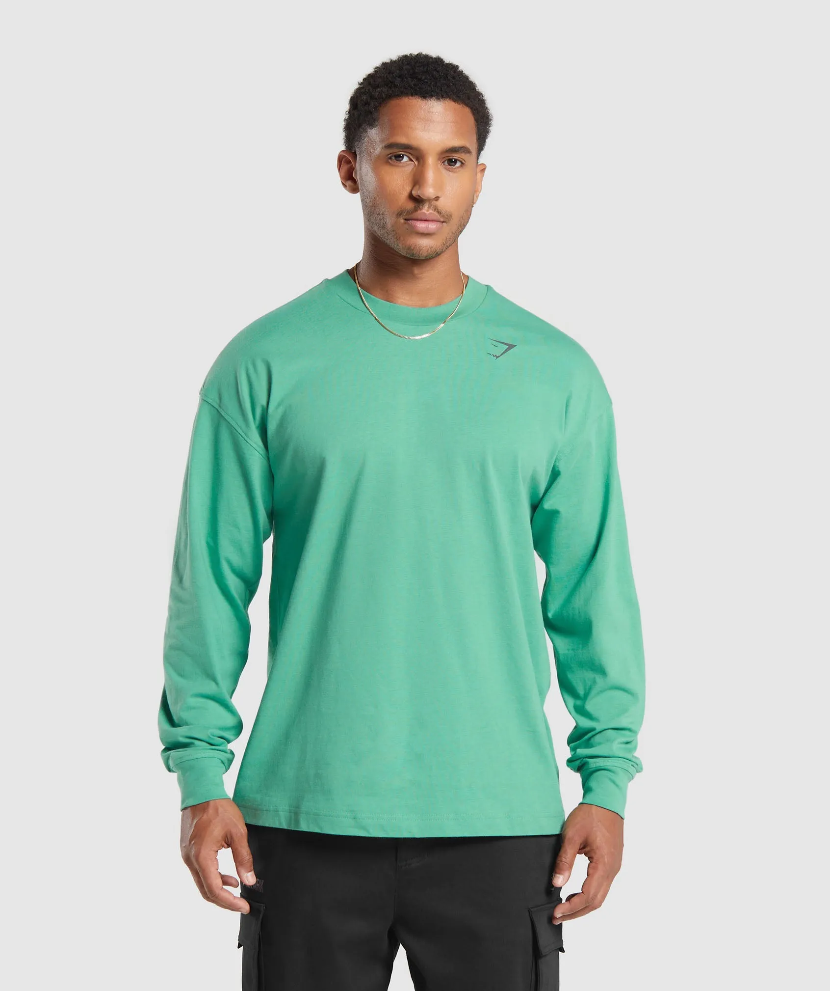 Gymshark Stacked Long Sleeve T-Shirt - Lagoon Green sold by Gymshark