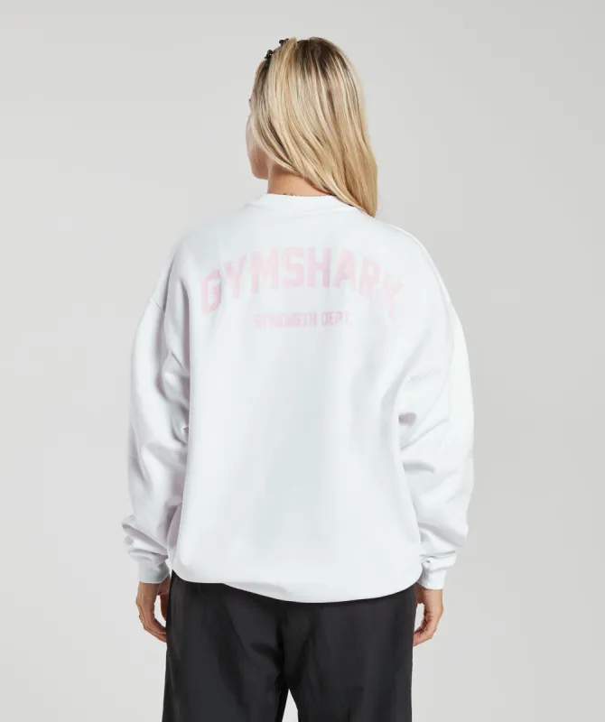 Gymshark Strength Department Graphic Oversized Sweatshirt - White sold by Gymshark