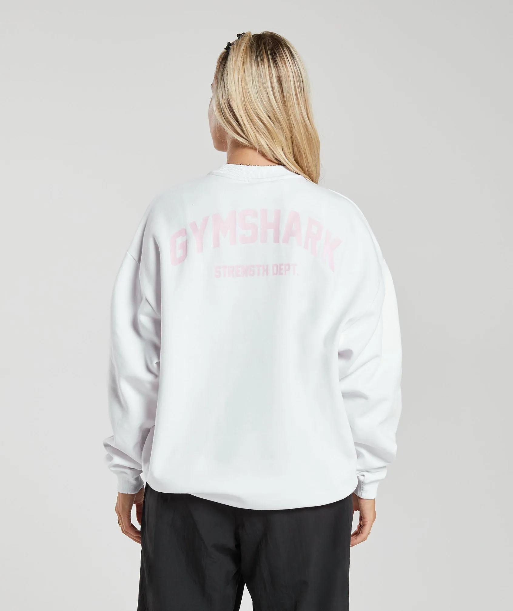 Gymshark Strength Department Graphic Oversized Sweatshirt - White sold by Gymshark