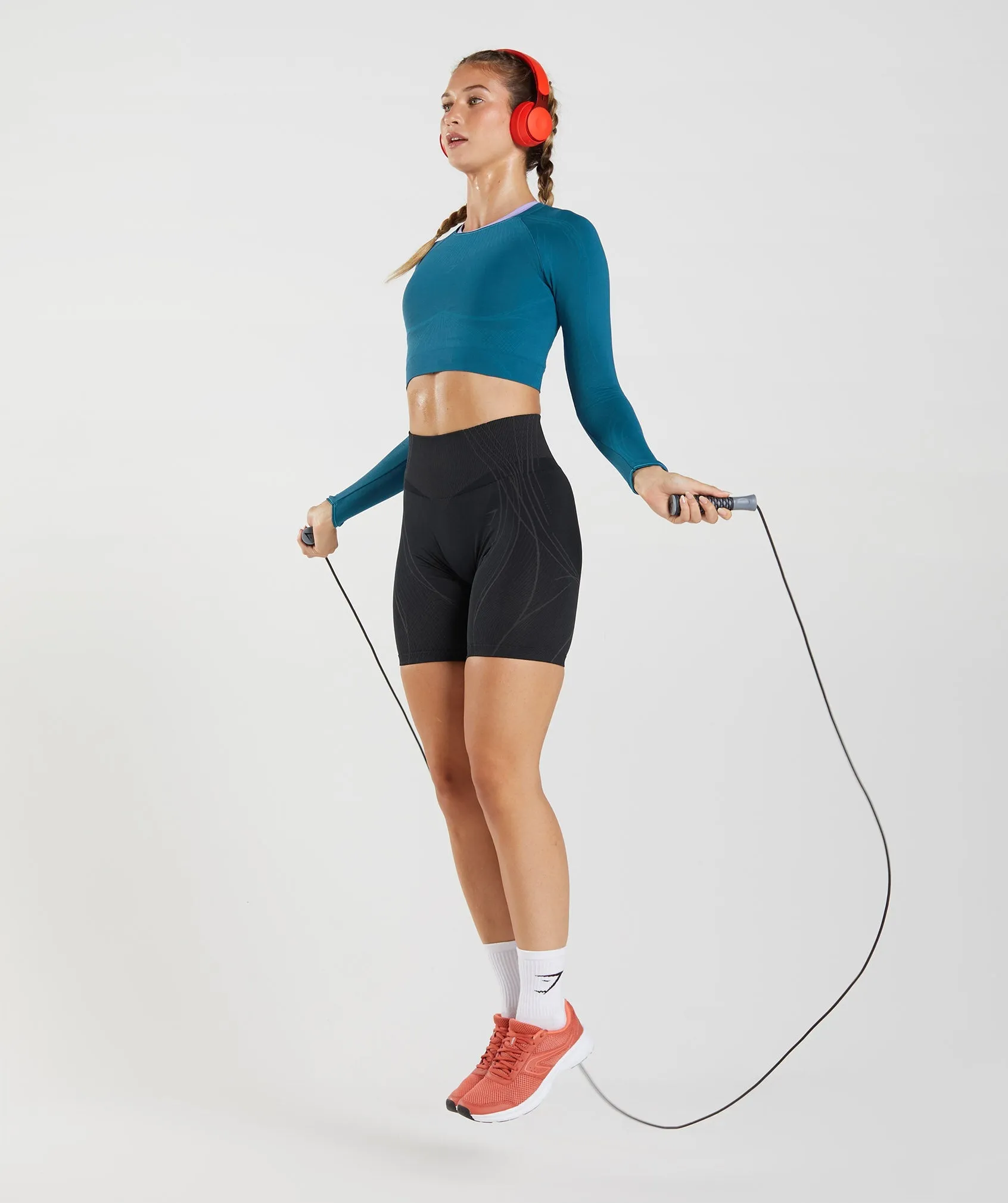 Gymshark Apex Seamless Crop Top - Atlantic Blue/Shark Blue sold by Gymshark product image thumbnail 4