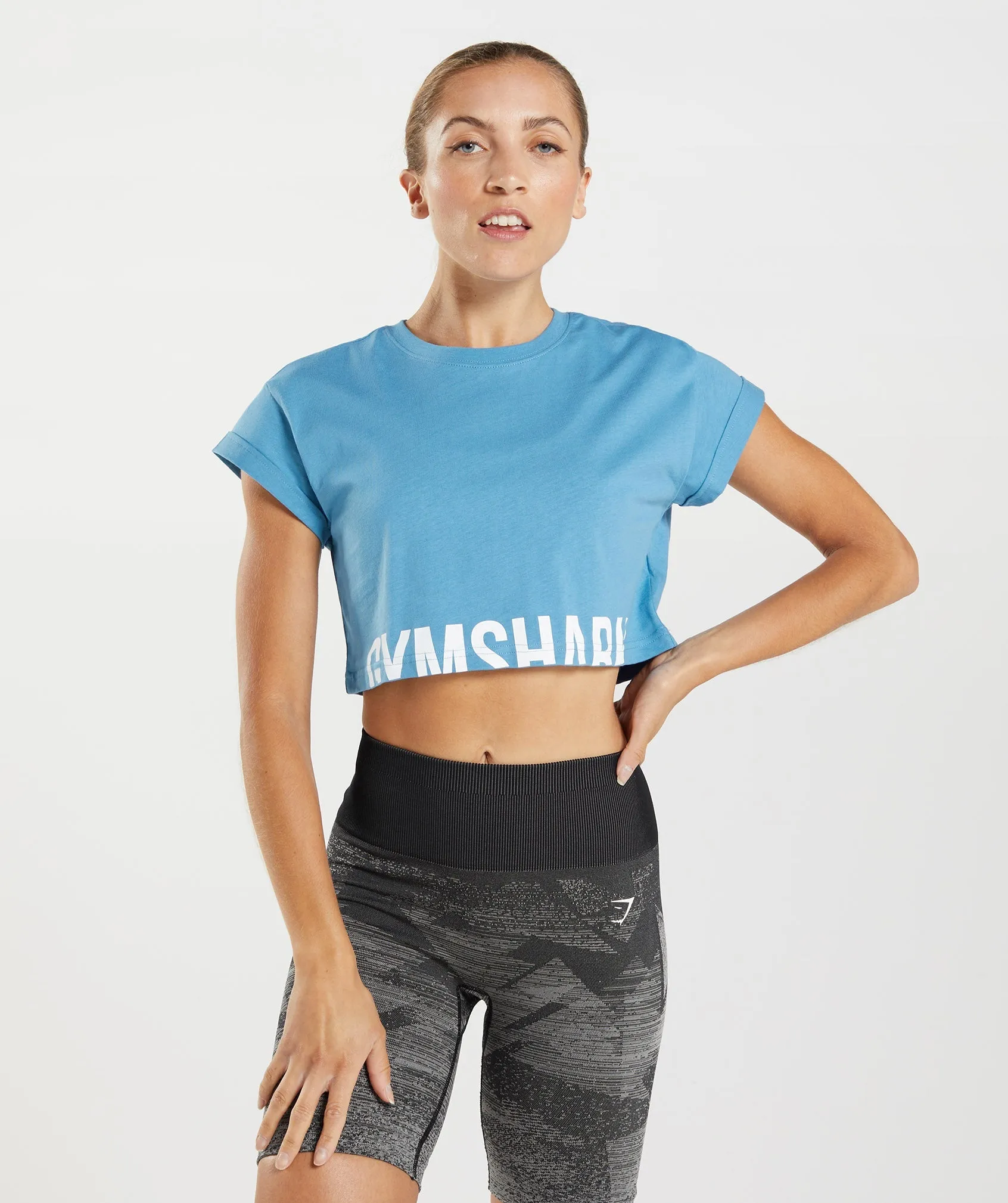 Gymshark Fraction Crop Top - Coastal Blue sold by Gymshark
