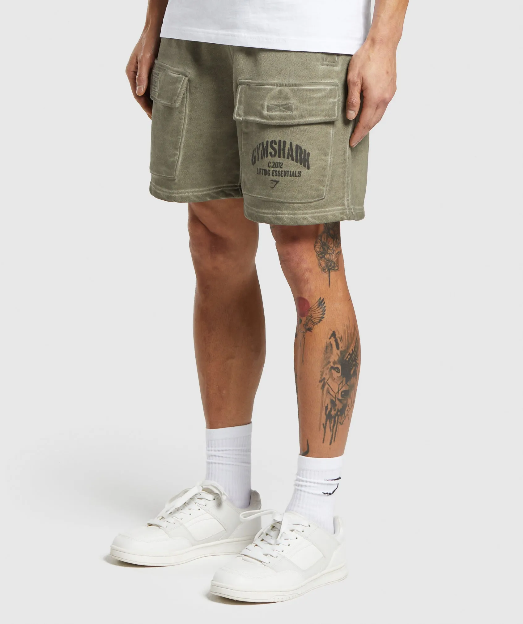 Gymshark Heavyweight Washed Cargo Shorts - Utility Green sold by Gymshark product image thumbnail 3