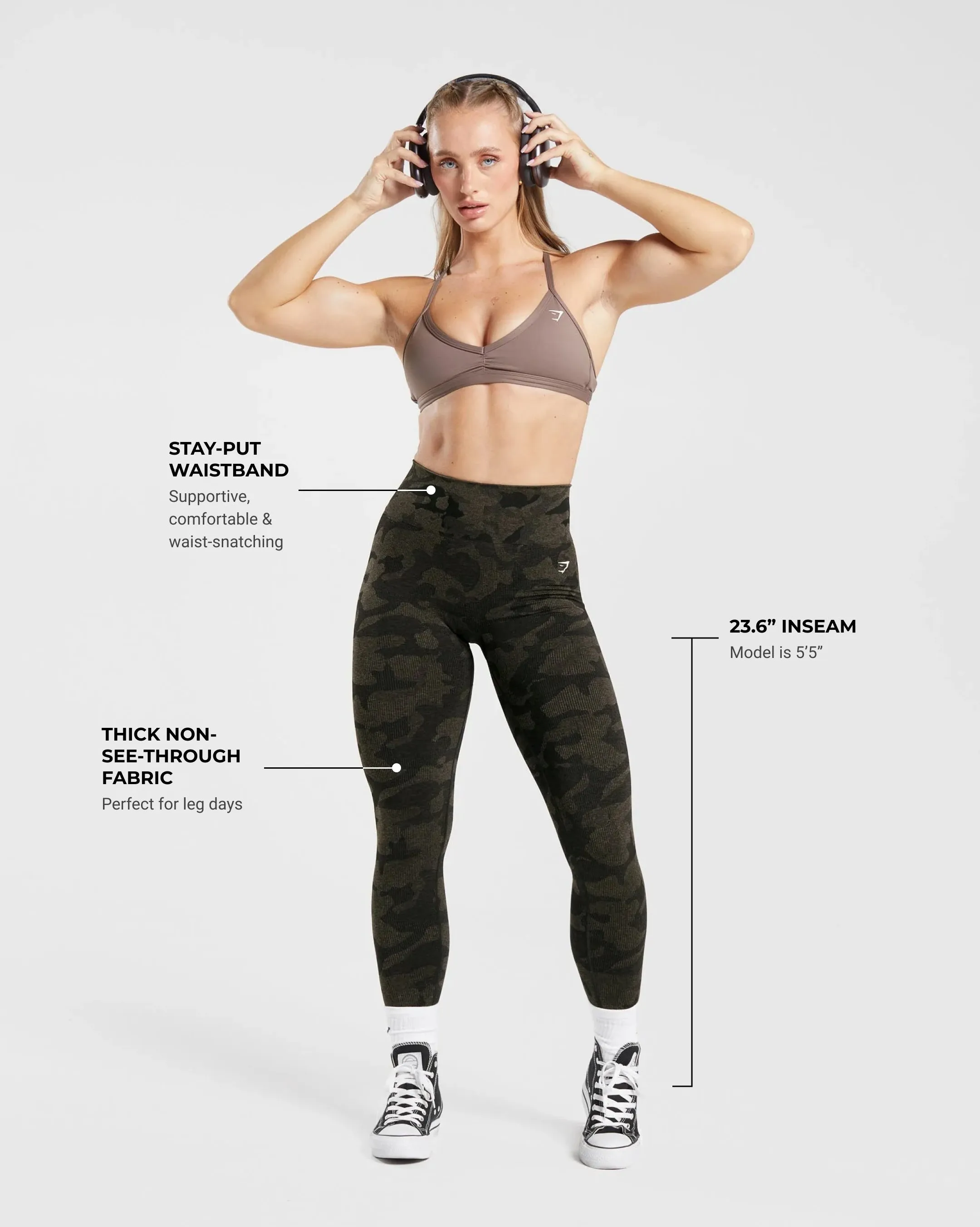 Gymshark Adapt Camo Seamless Ribbed Leggings - Black/Camo Brown sold by Gymshark product image thumbnail 3