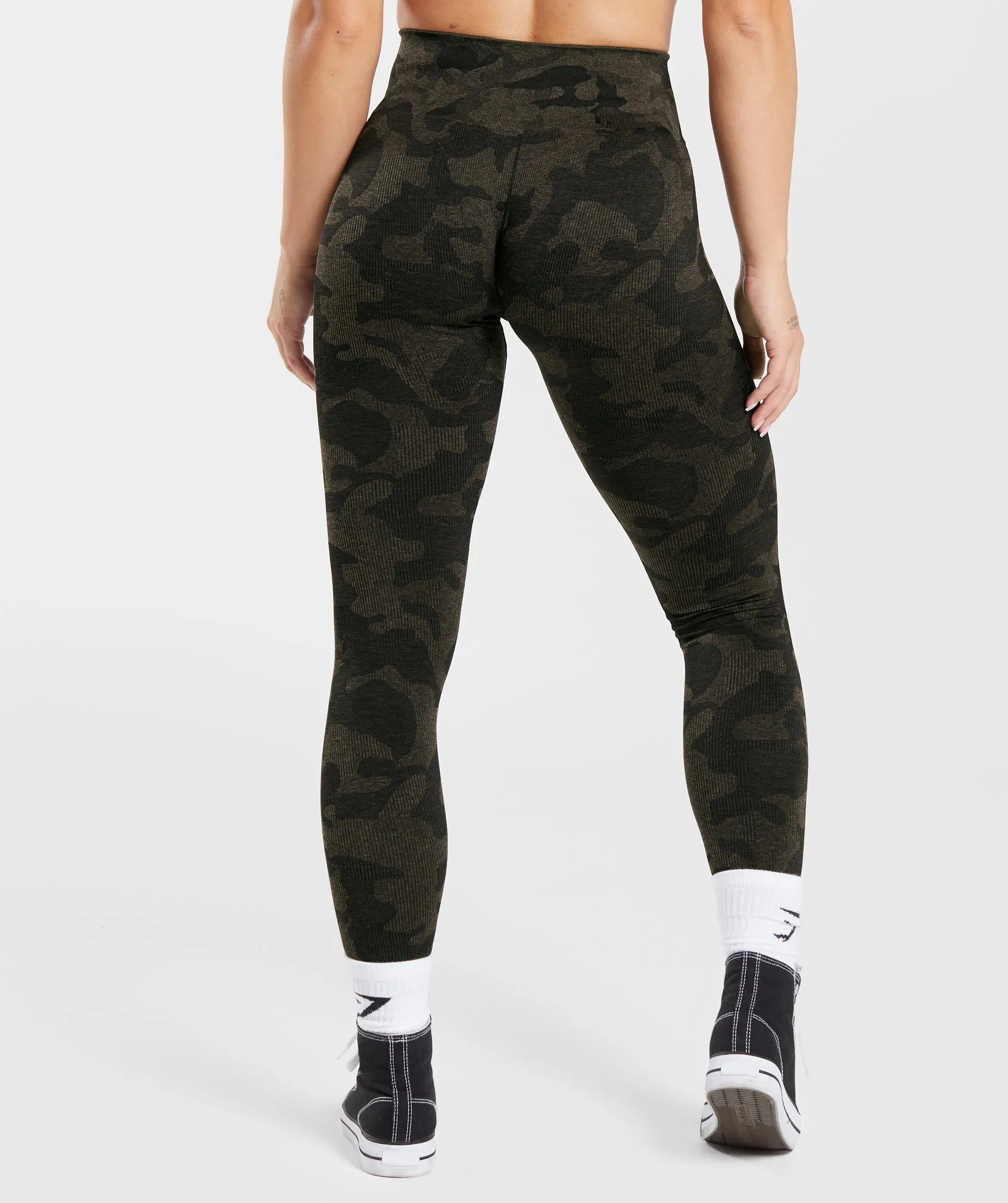 Gymshark Adapt Camo Seamless Ribbed Leggings - Black/Camo Brown sold by Gymshark product image thumbnail 2