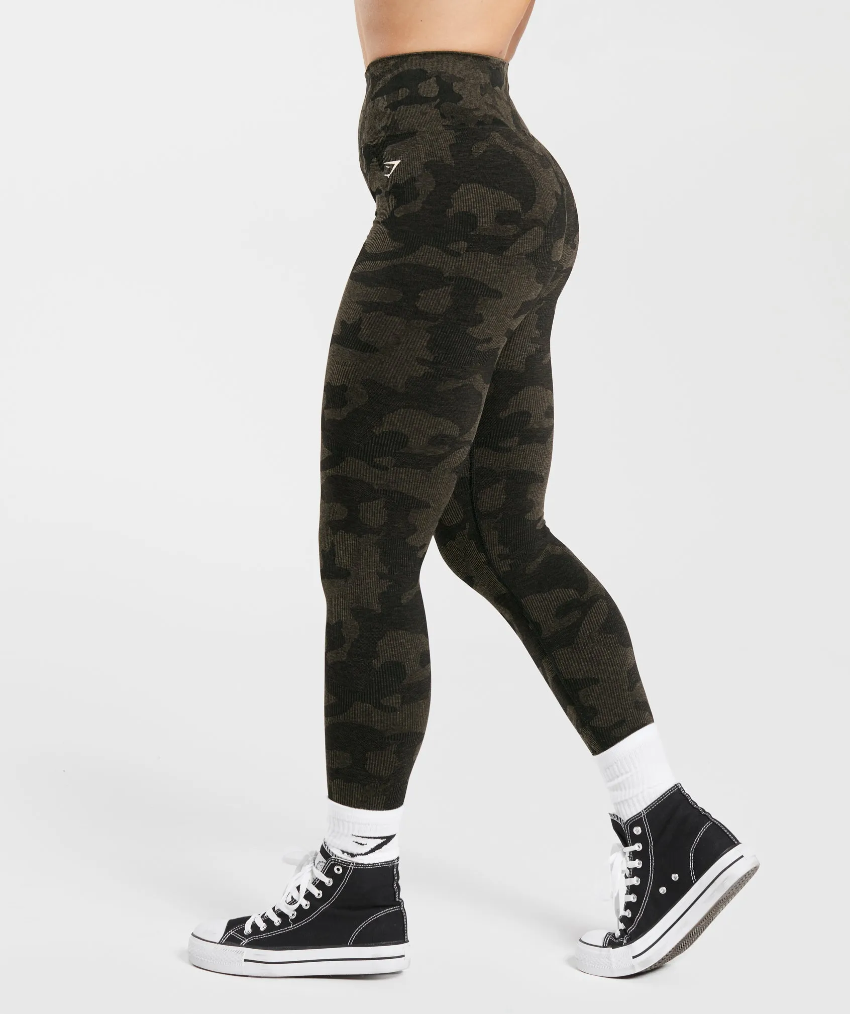 Gymshark Adapt Camo Seamless Ribbed Leggings - Black/Camo Brown sold by Gymshark product image thumbnail 4