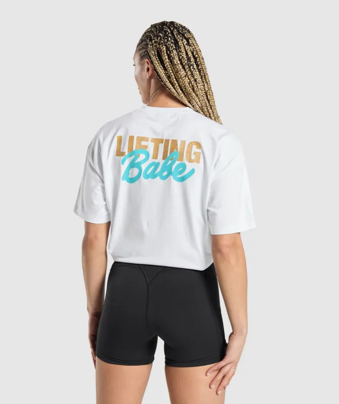 Gymshark Lifting Babe Oversized T-Shirt - White sold by Gymshark