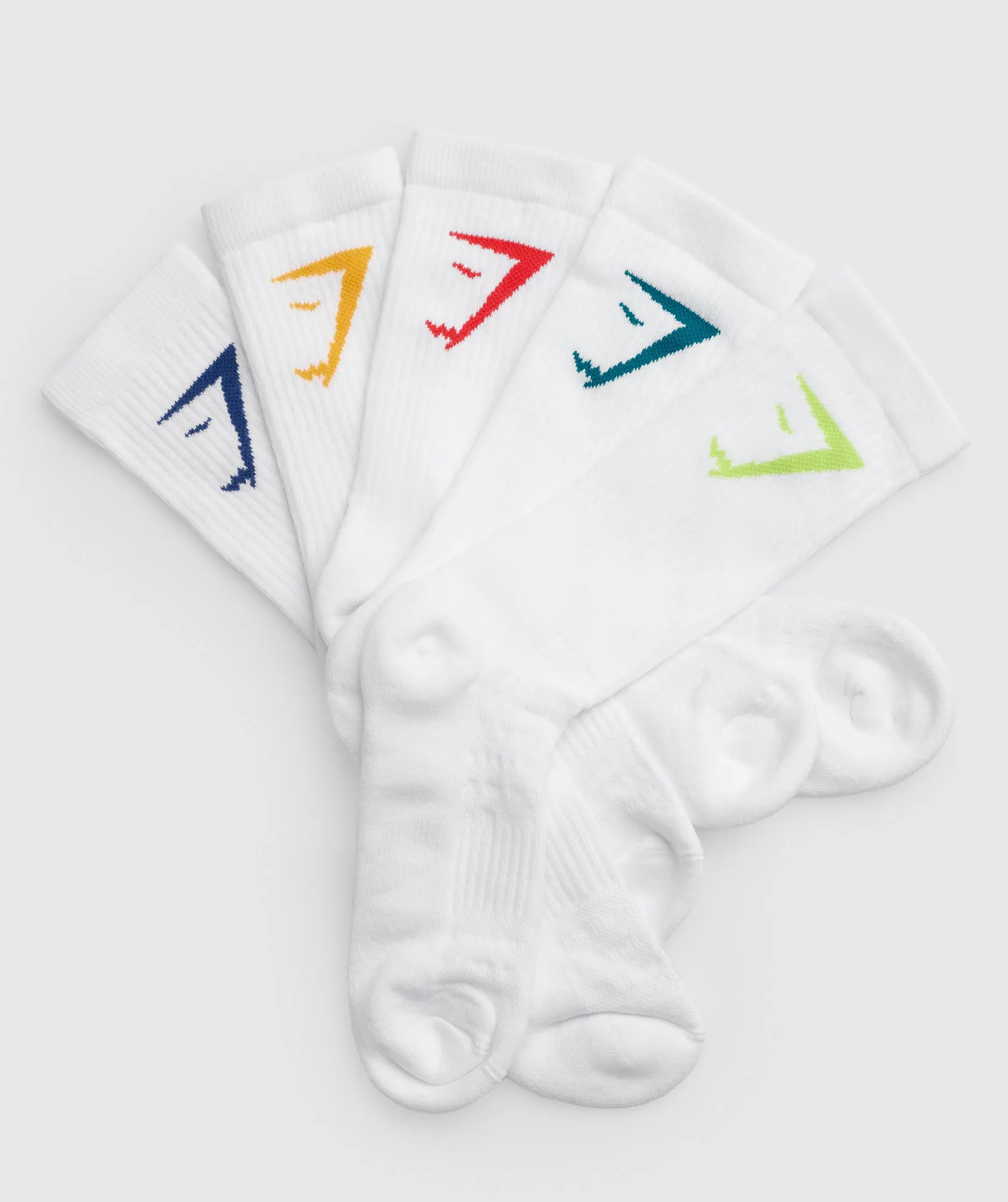 Gymshark Crew Socks 5pk - Yellow/Blue/Zesty Red/Green/Seafoam Blue sold by Gymshark product image thumbnail 2