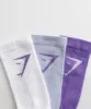Gymshark Crew Socks 3pk - Stellar Purple/Silver Lilac/White sold by Gymshark