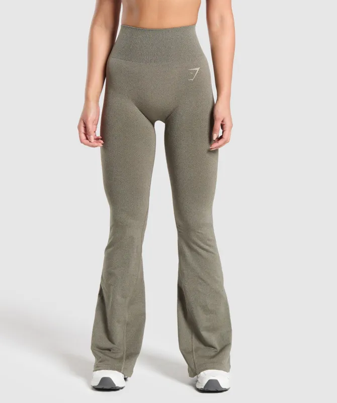 Gymshark Blur Seamless Flared Leggings - Base Green/Chalk Green sold by Gymshark