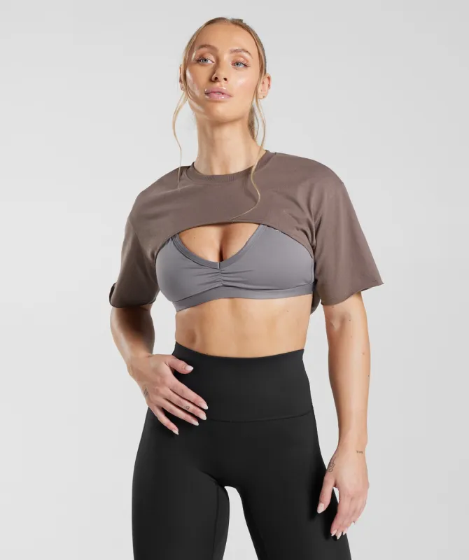 Gymshark Legacy Shrug Top - Truffle Brown sold by Gymshark