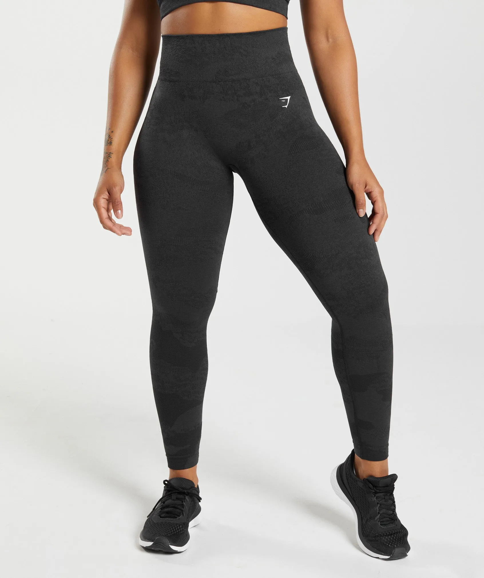 Gymshark Adapt Camo Seamless Leggings - Black/Onyx Grey sold by Gymshark