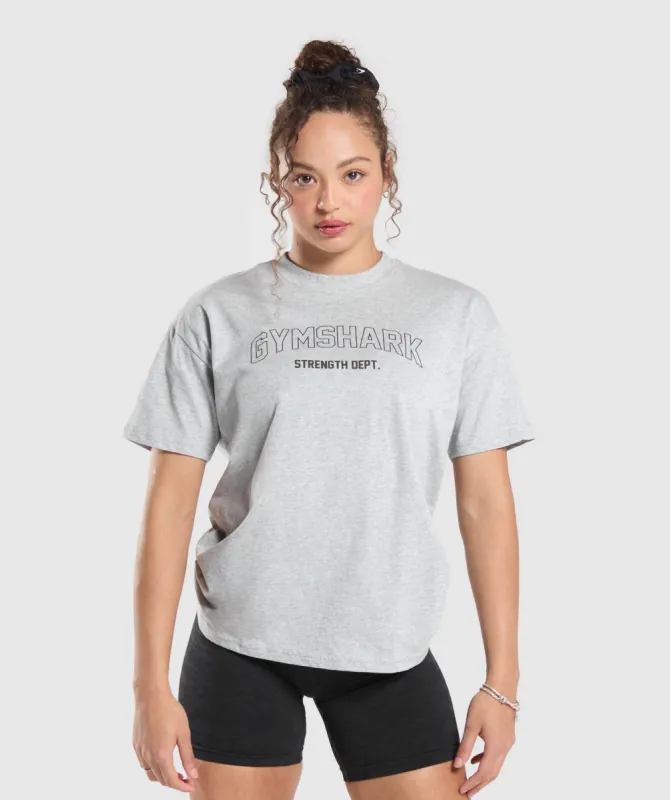 Gymshark Strength Department Oversized T-Shirt - Light Grey Core Marl sold by Gymshark